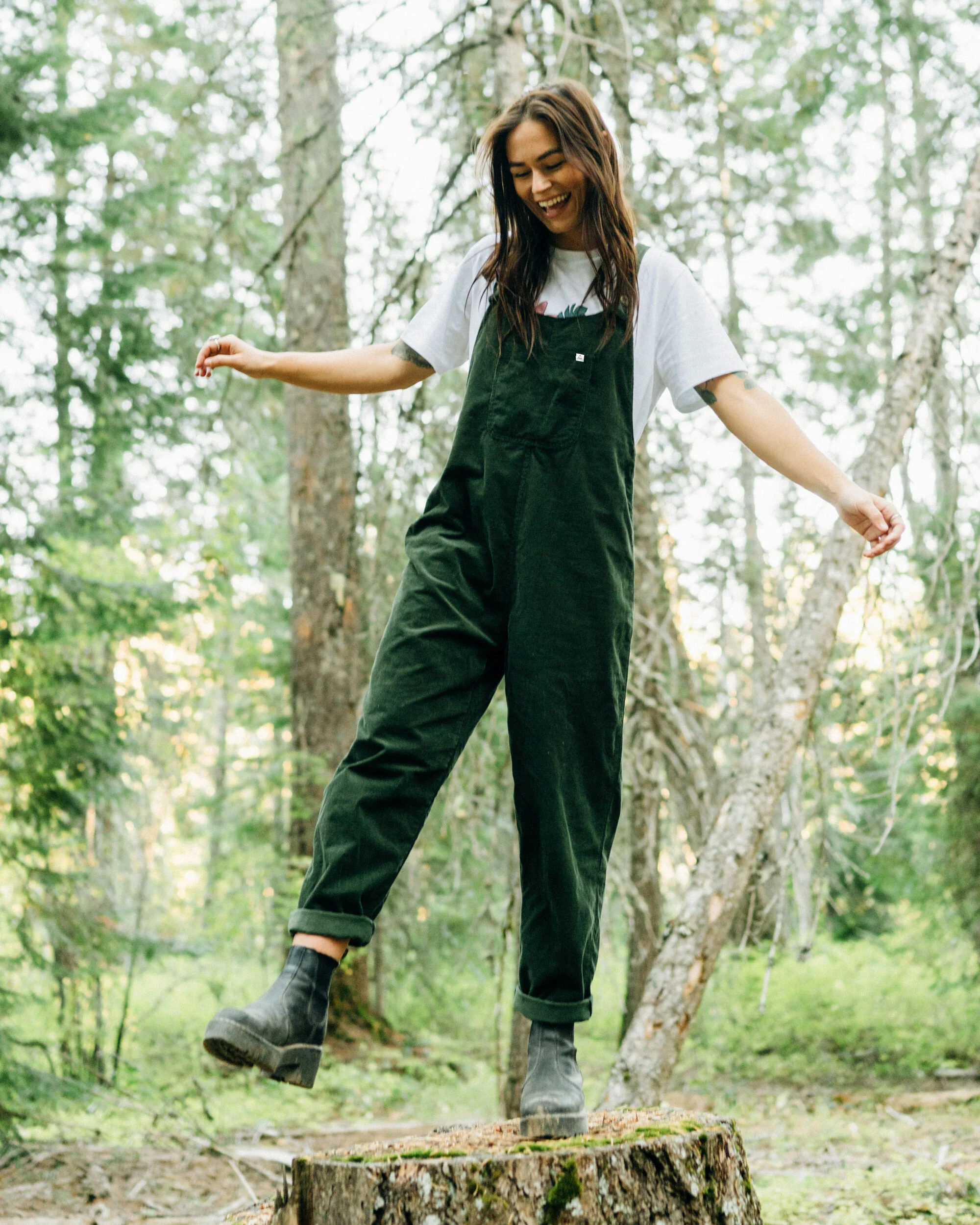 Meadows Organic Cotton Cord Dungarees - Fir Tree - Image 3