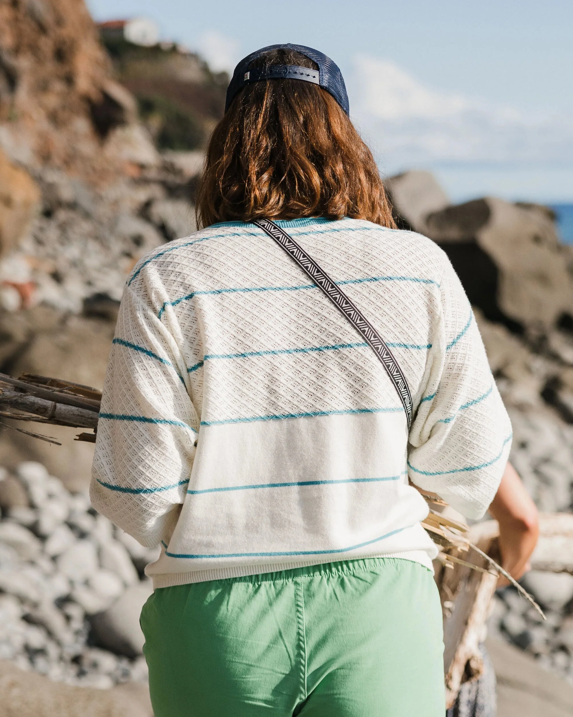 Migrate Organic Knitted Jumper - Blue Pool Stripe - Image 4