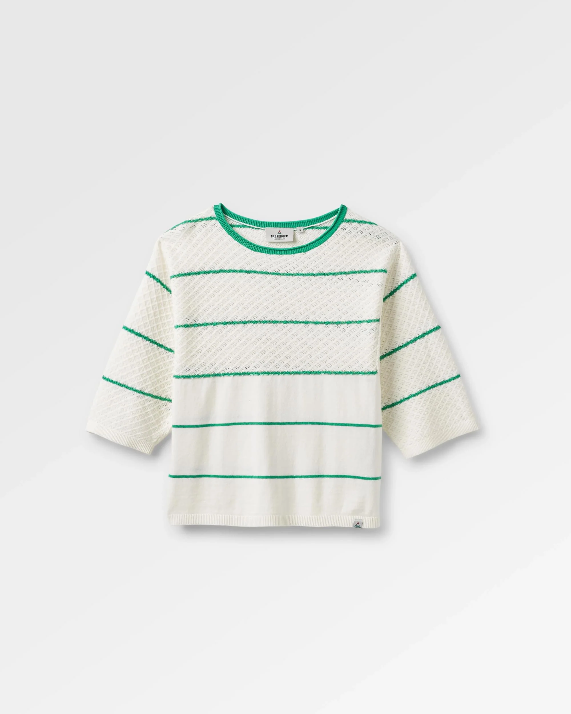 Migrate Organic Knitted Jumper - Green spruce stripe - Image 2