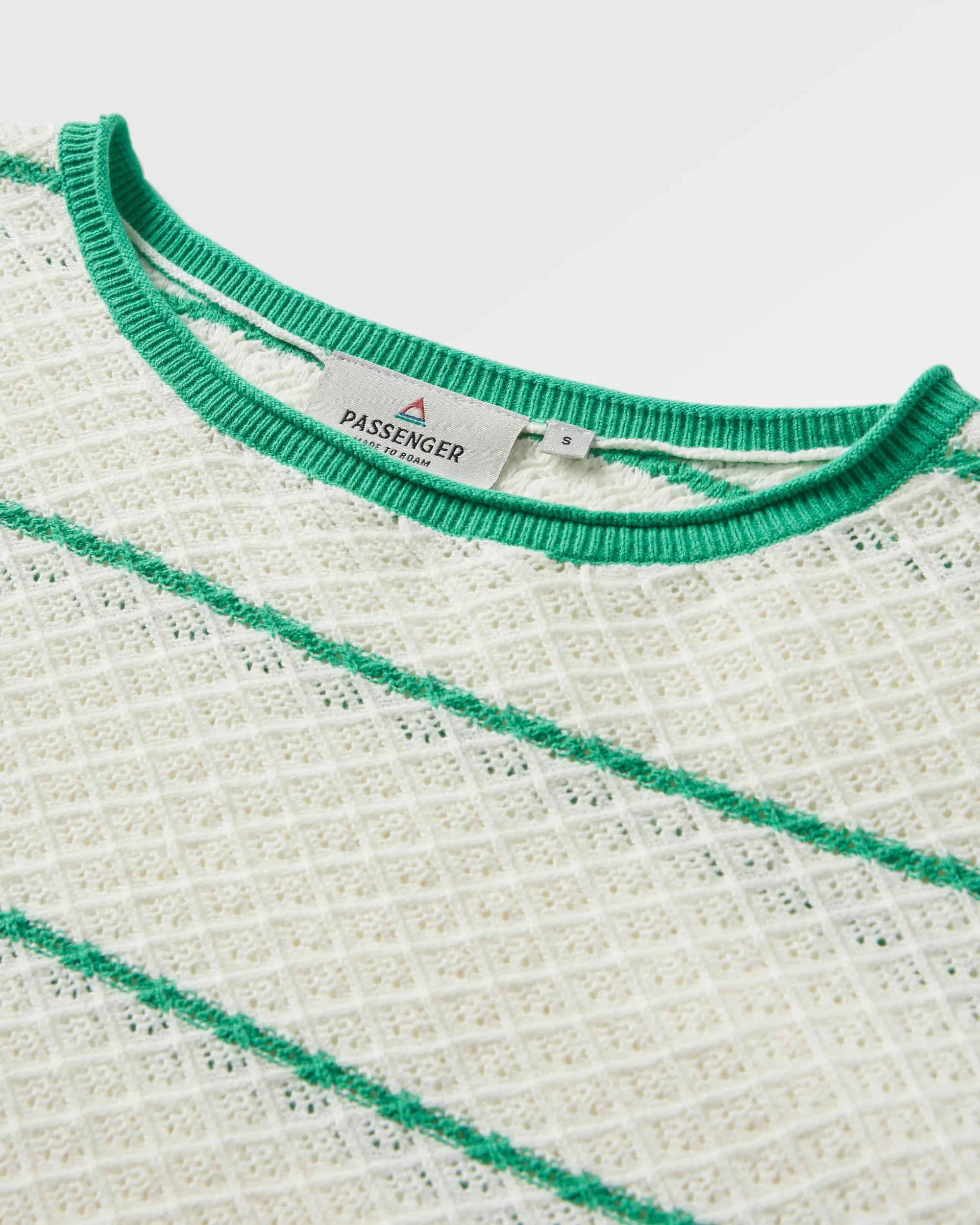 Migrate Organic Knitted Jumper - Green spruce stripe - Image 4