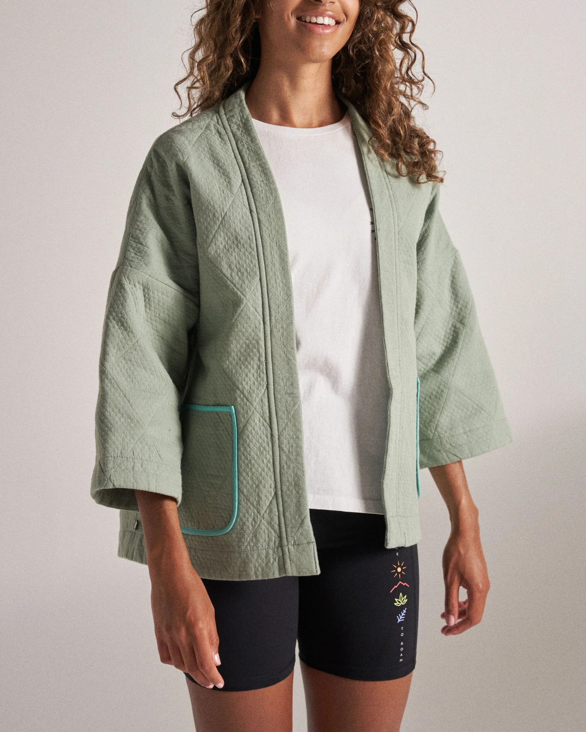 Mira Organic Cotton Quilted Overshirt - Pistachio - Image 5
