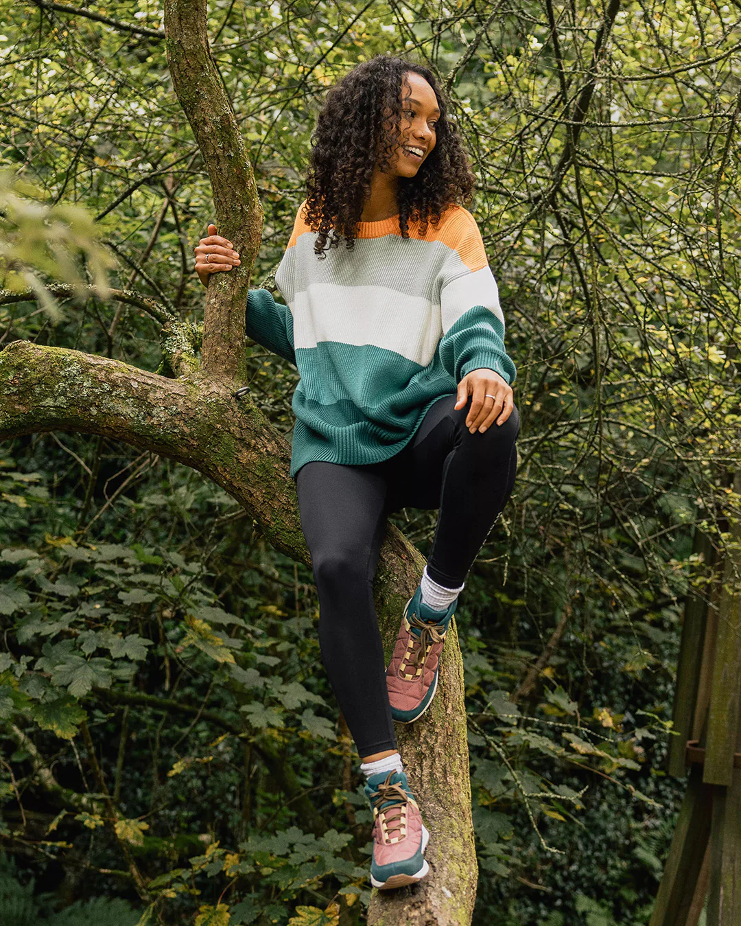 Moments Oversized Organic Knitted Jumper - Multi Stripe - Image 4