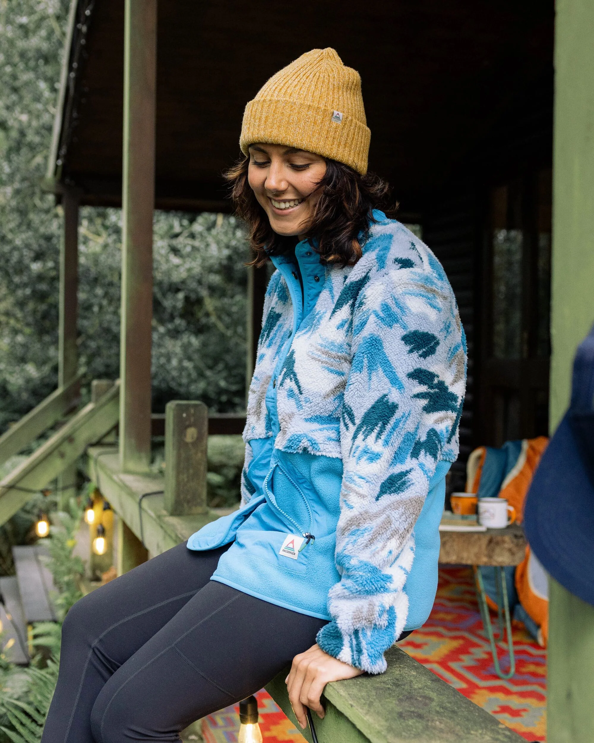 Navegado Soft-Touch Sherpa Fleece - Abstract Mountain Blue Fog - Image 3