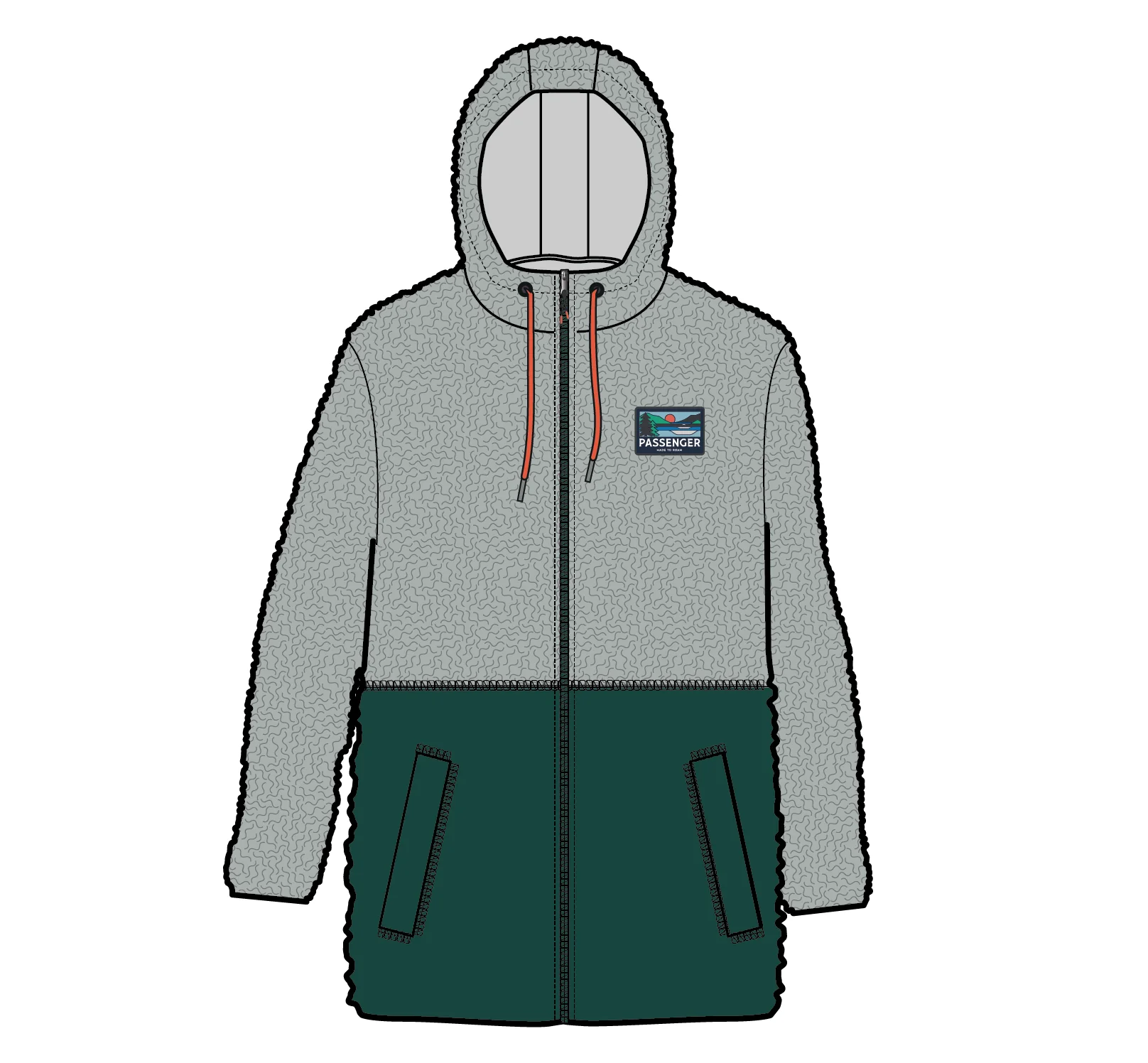 Nestling Polar-Lined Sherpa Fleece - Grey Dawn/Rain Forest - Image 9