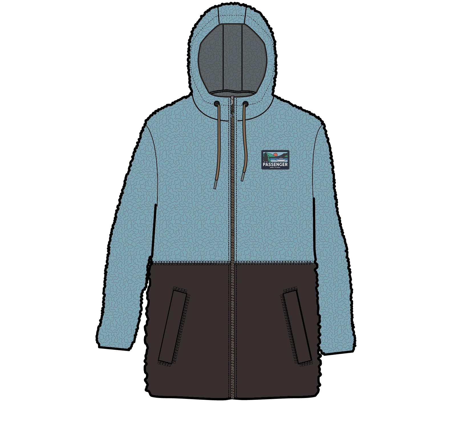 Nestling Polar-Lined Sherpa Fleece - Retro Blue/Espresso - Image 7