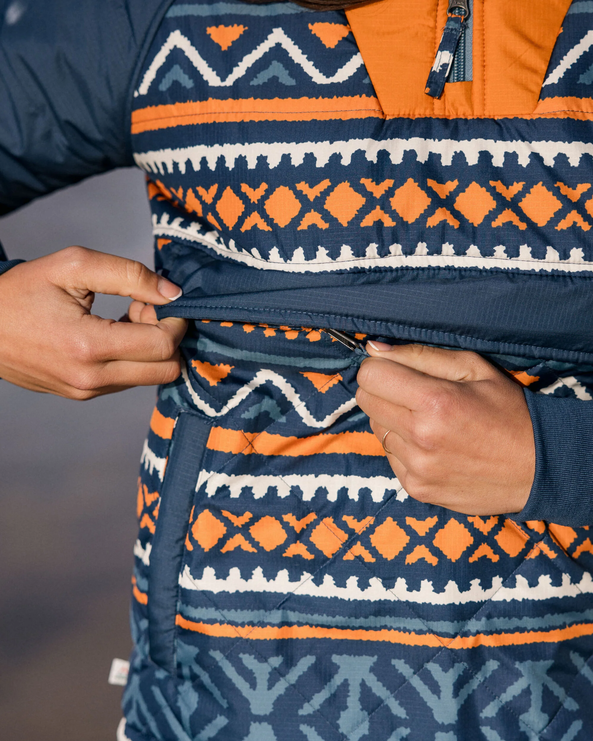 Ocean Insulated Anorak - Homespun Stripe Navy - Image 4