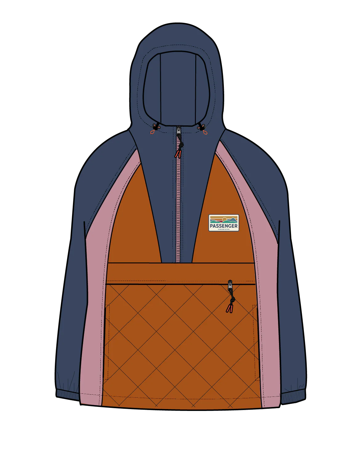 Ocean Insulated Anorak - Dark Denim/Sunset Orange - Image 13