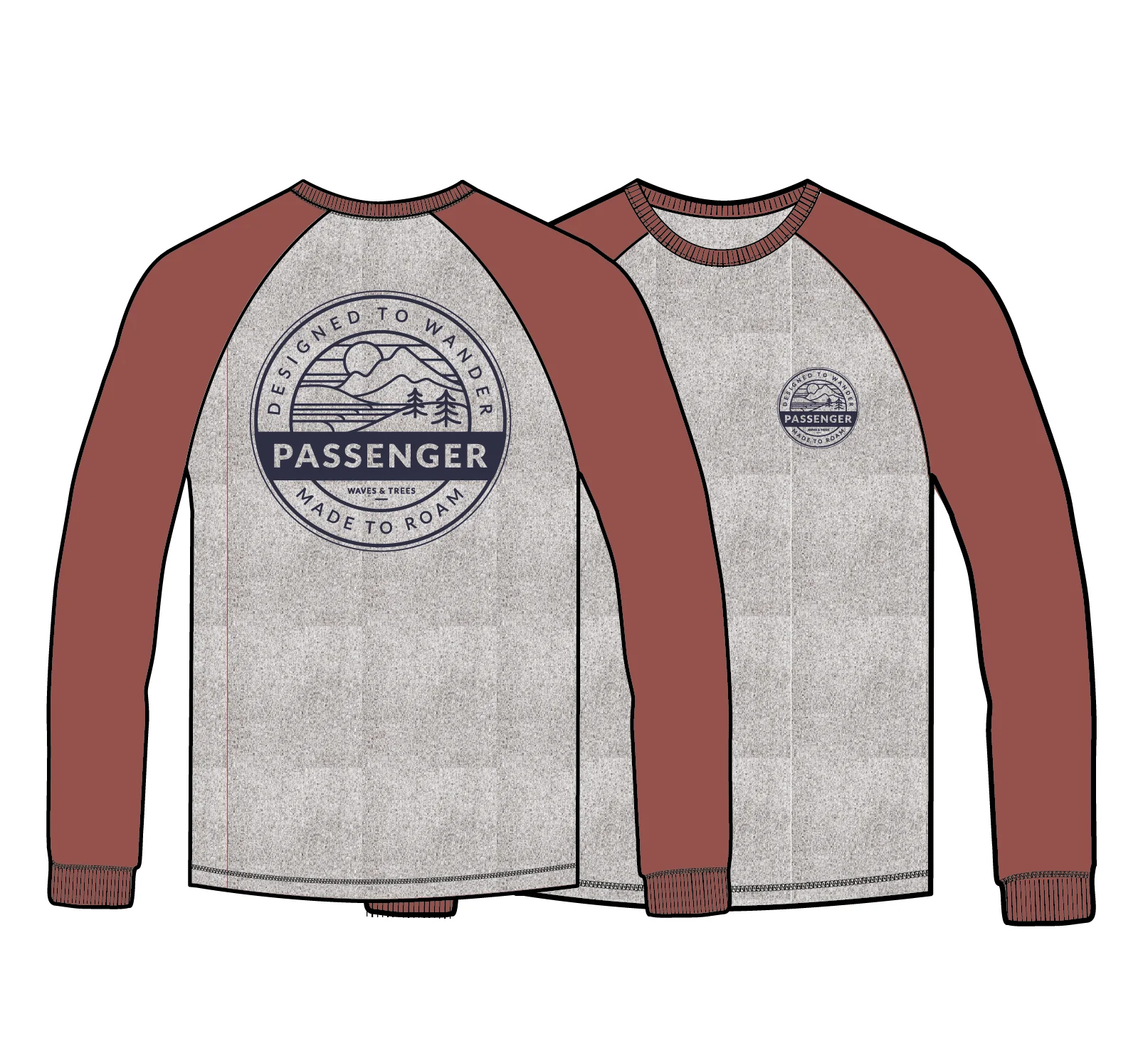 Odyssey Raglan LS T-Shirt - Redwood/Grey Marl - Image 7