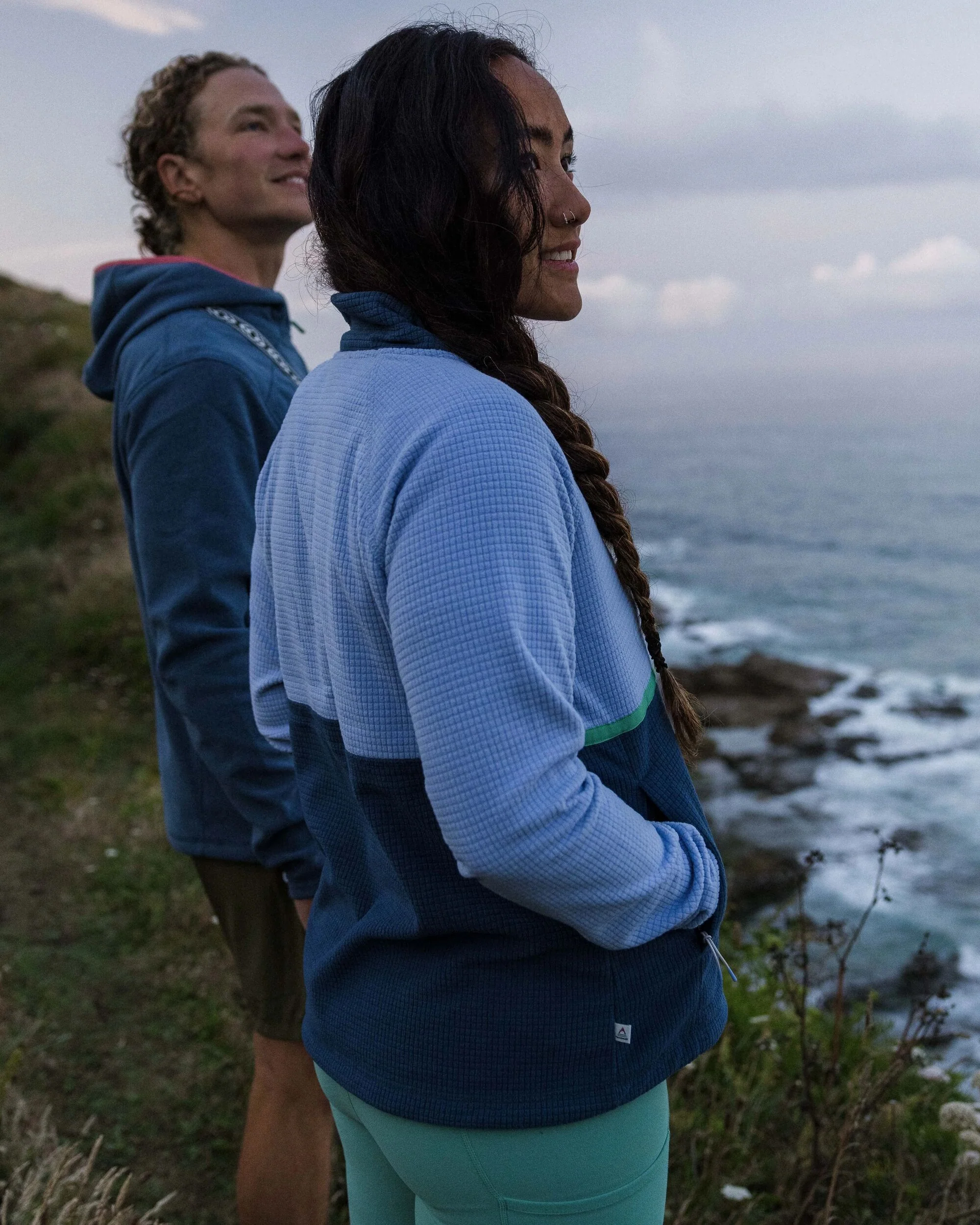 Off Trail Grid Polar Fleece - Cornflower/Dark Denim - Image 4