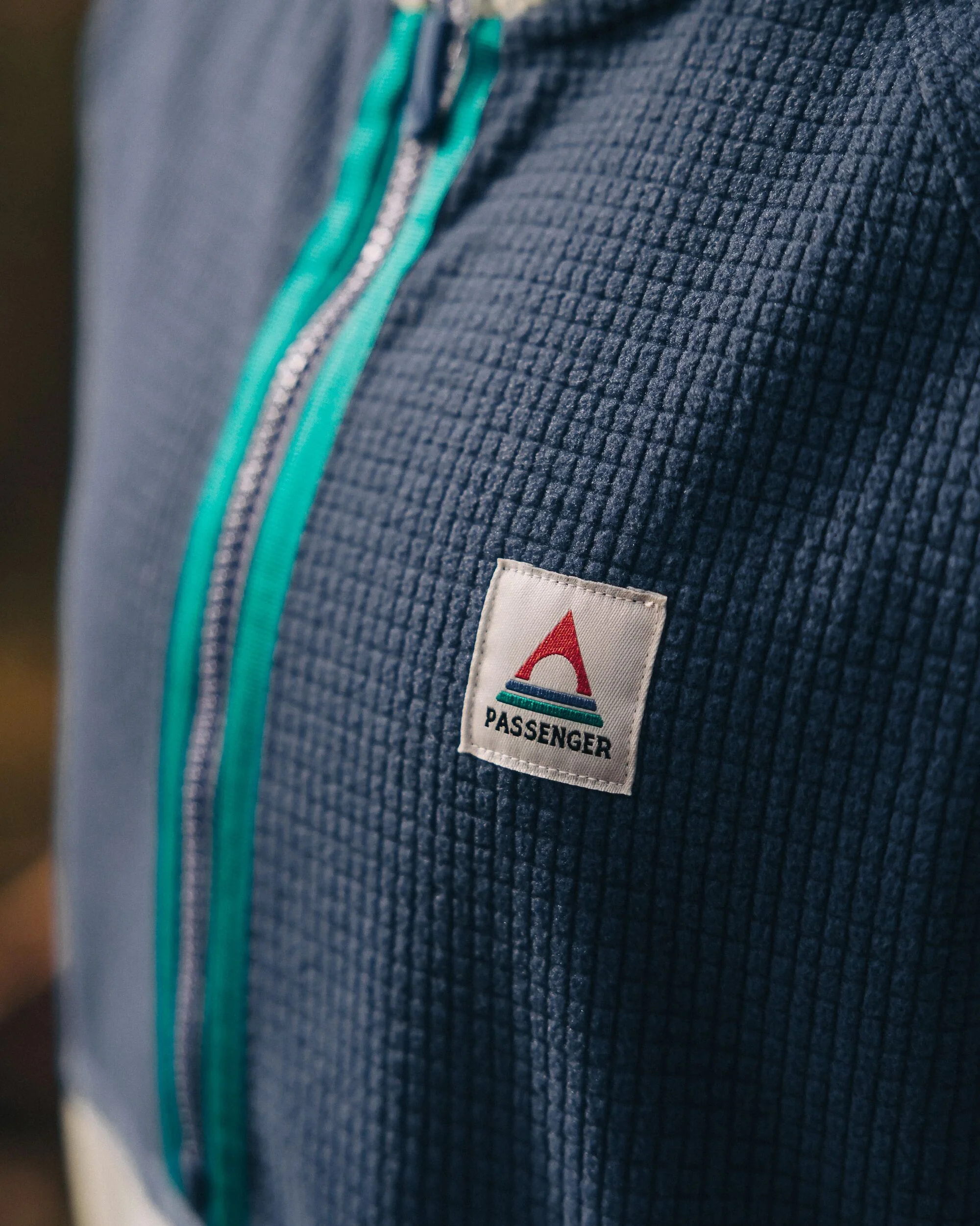 Off Trail Grid Polar Fleece - Pistachio/Dark Denim - Image 5