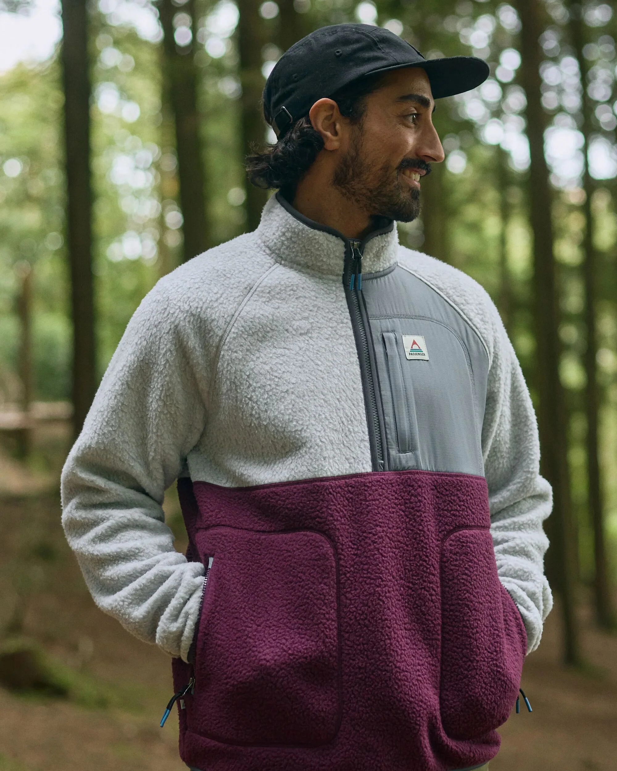 Offgrid 1/2 Zip Sherpa Fleece - Grey Marl/Fig - Image 3