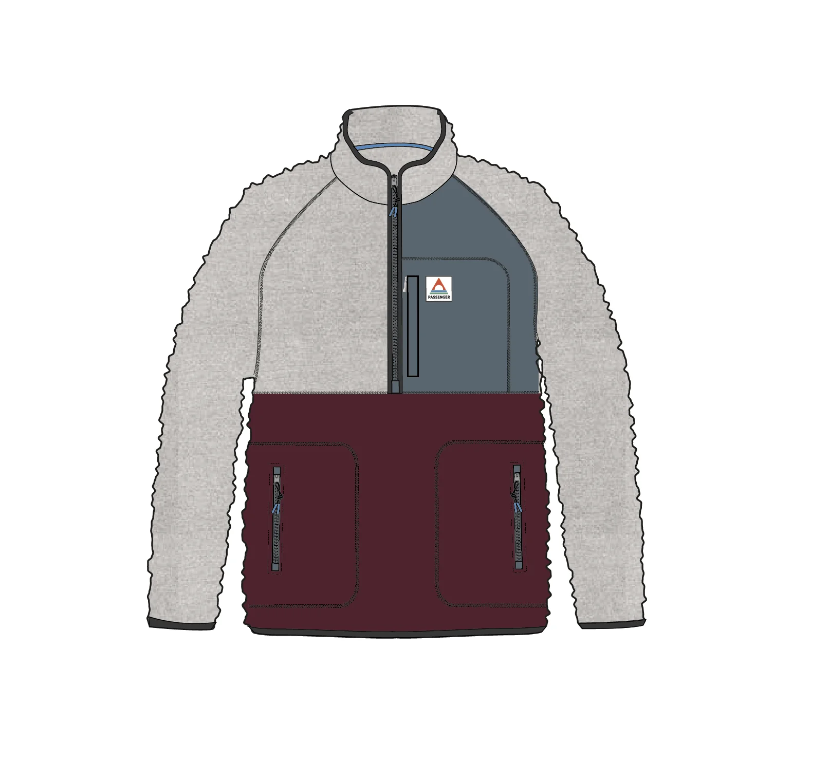 Offgrid 1/2 Zip Sherpa Fleece - Grey Marl/Fig - Image 9
