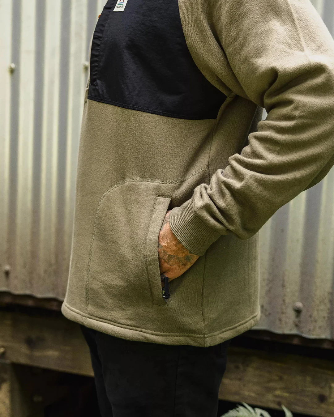 Offgrid 1/4 Zip Sweatshirt - Dusty Olive - Image 3