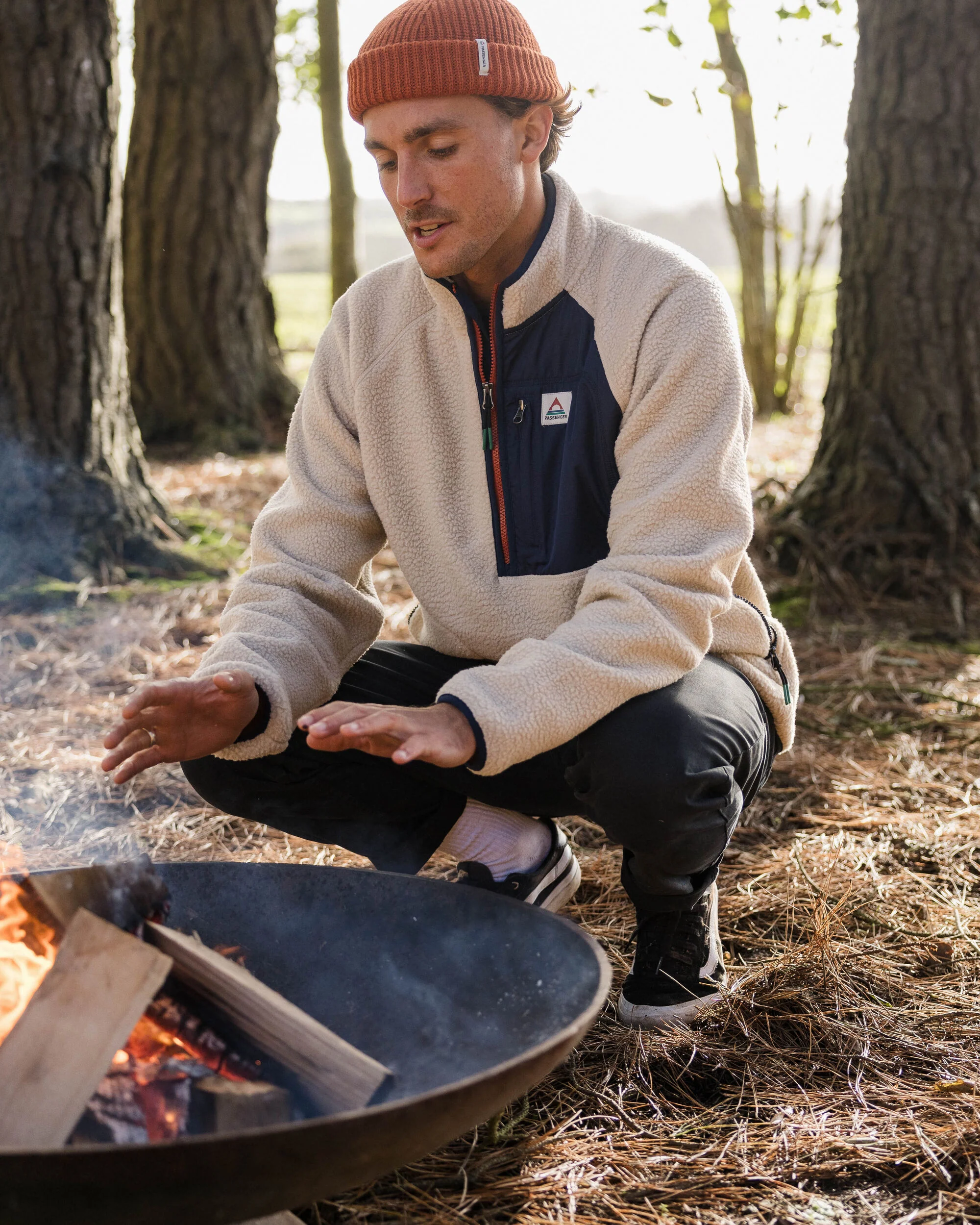 Offgrid 1/2 Zip Sherpa Fleece - Oatmeal/Navy - Image 3