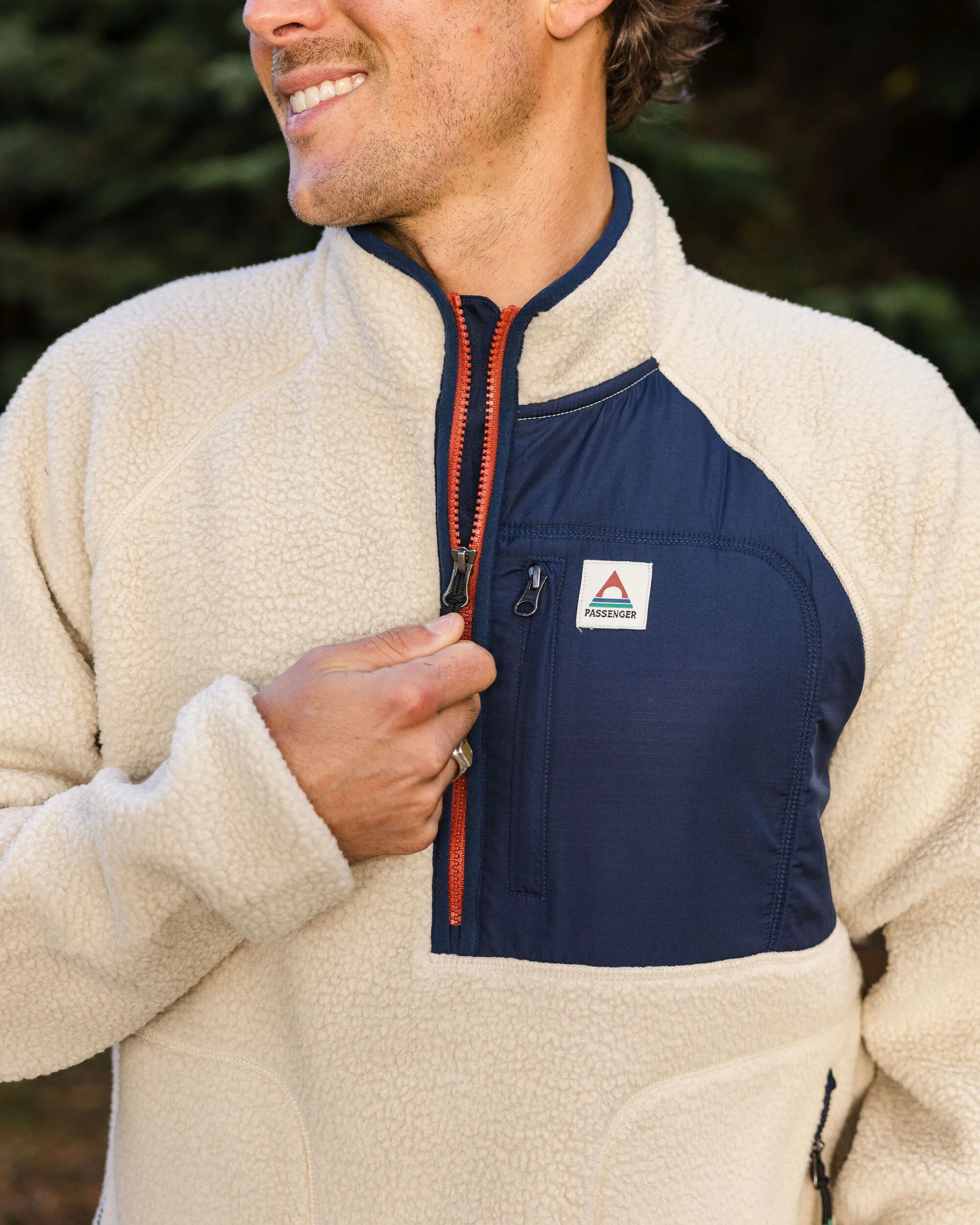 Offgrid 1/2 Zip Sherpa Fleece - Oatmeal/Navy - Image 5