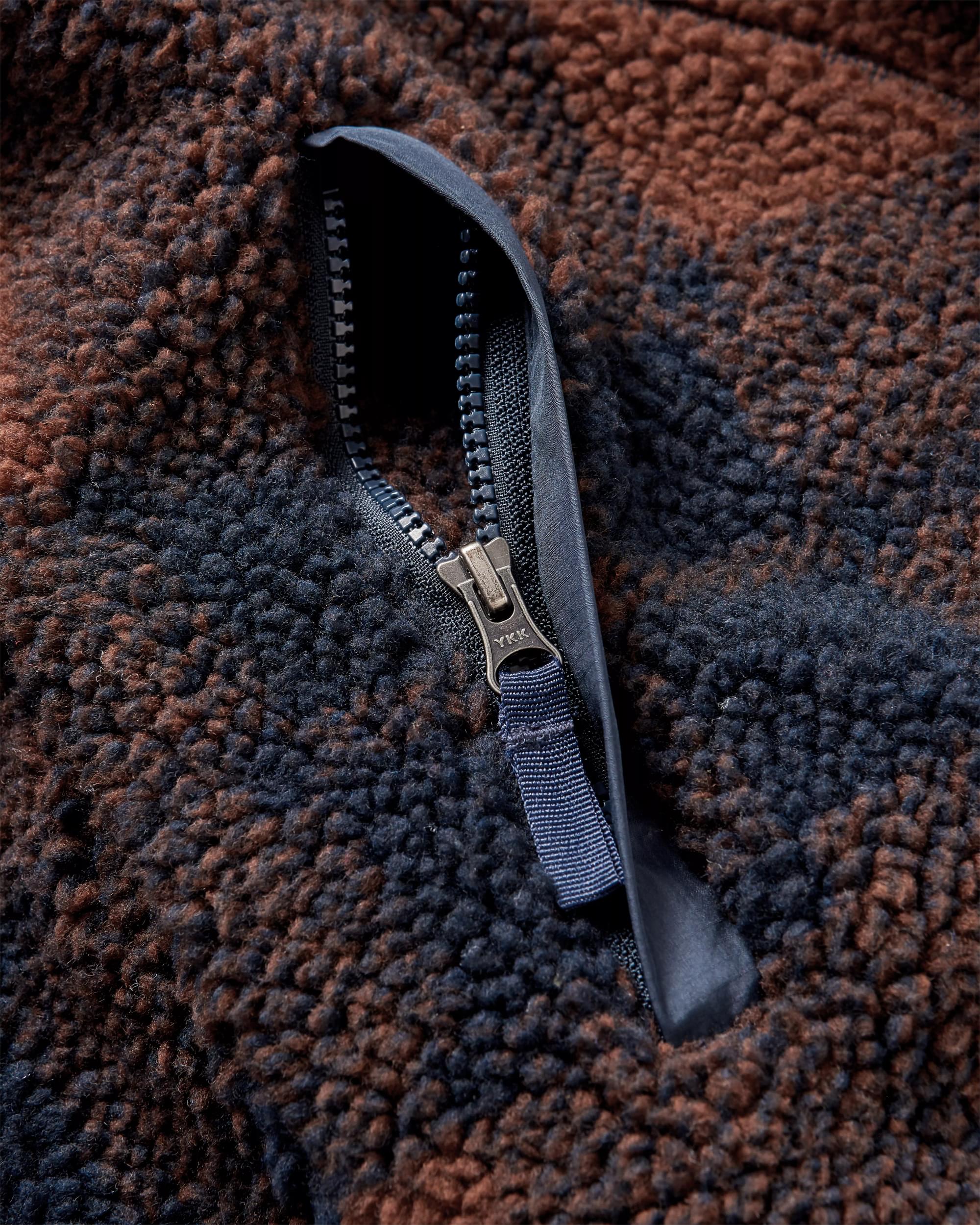 Offroad Sherpa 1/2 Zip Fleece - Chestnut/Deep Navy Check - Image 6