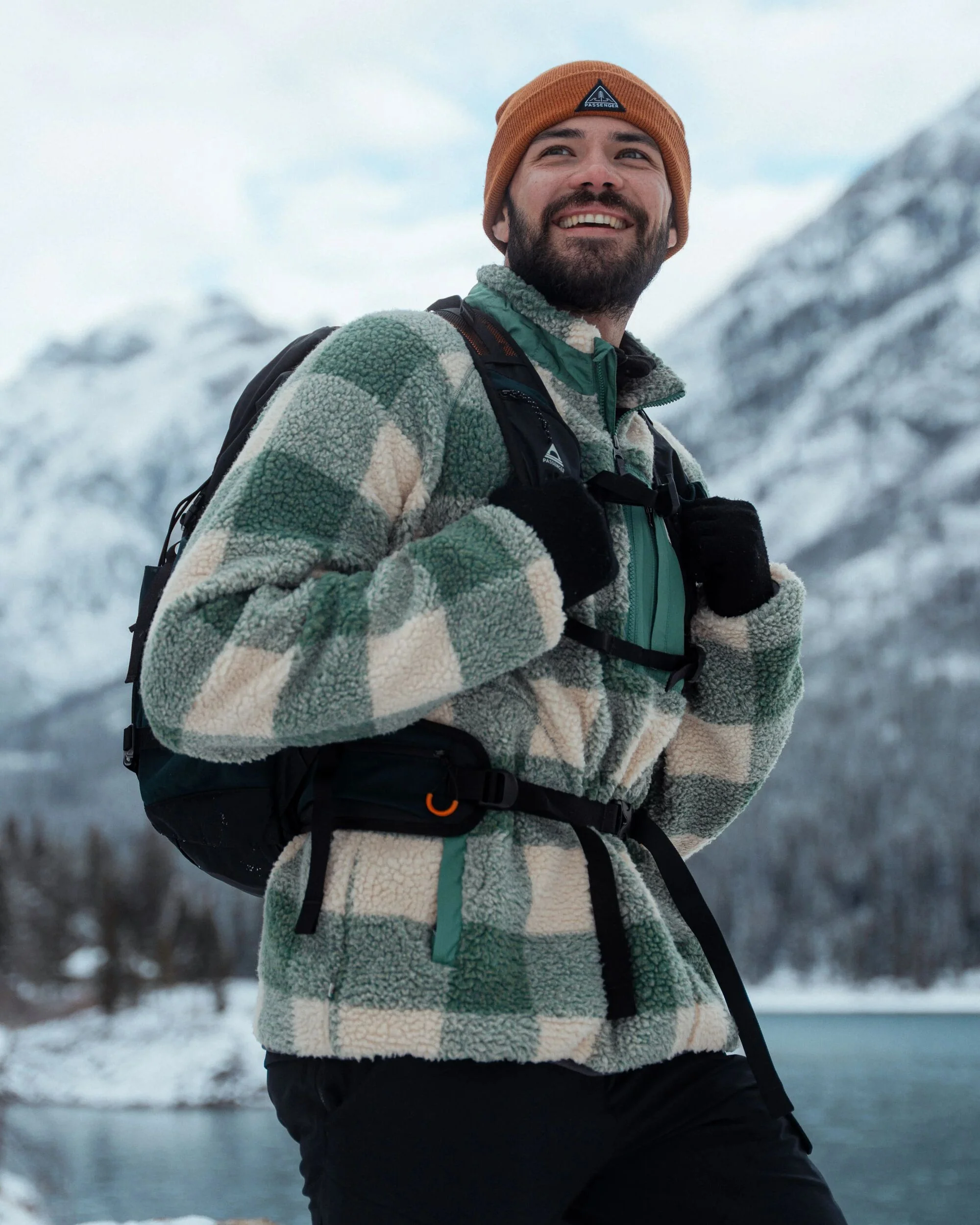 Offroad Sherpa 1/2 Zip Fleece - Dark Forest Check - Image 4