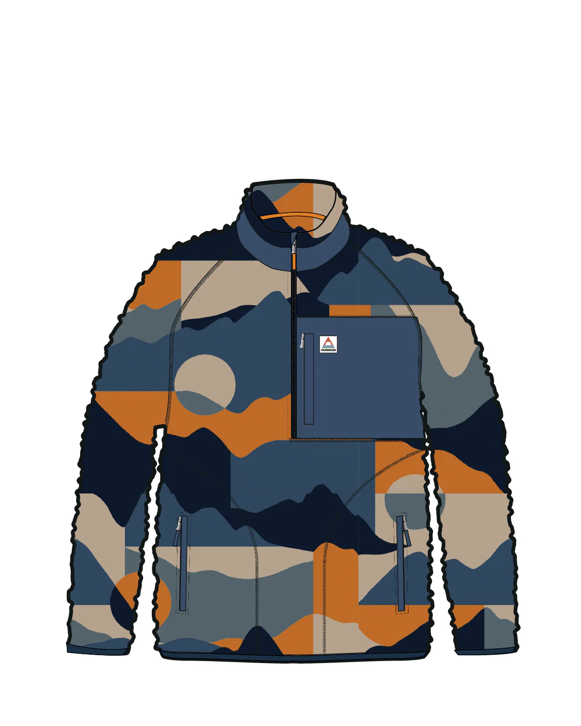Offroad Sherpa 1/2 Zip Fleece - Vista Patchwork Dark Denim - Image 9