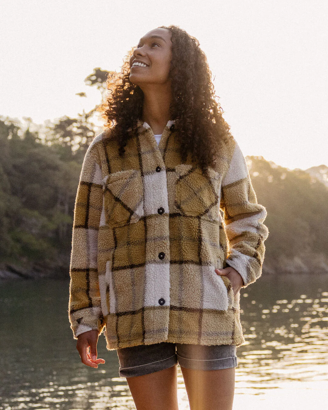 Olympus Yarn Dye Sherpa Fleece Shirt - Honey Check - Image 4