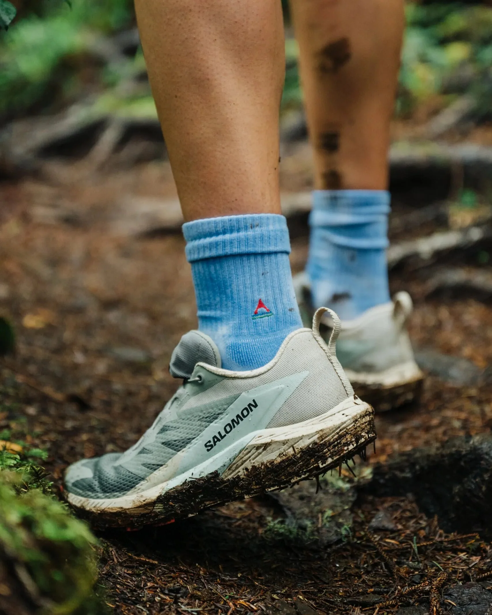 Organic Mid-weight Crew Socks - Tie Dye Cornflower - Image 2