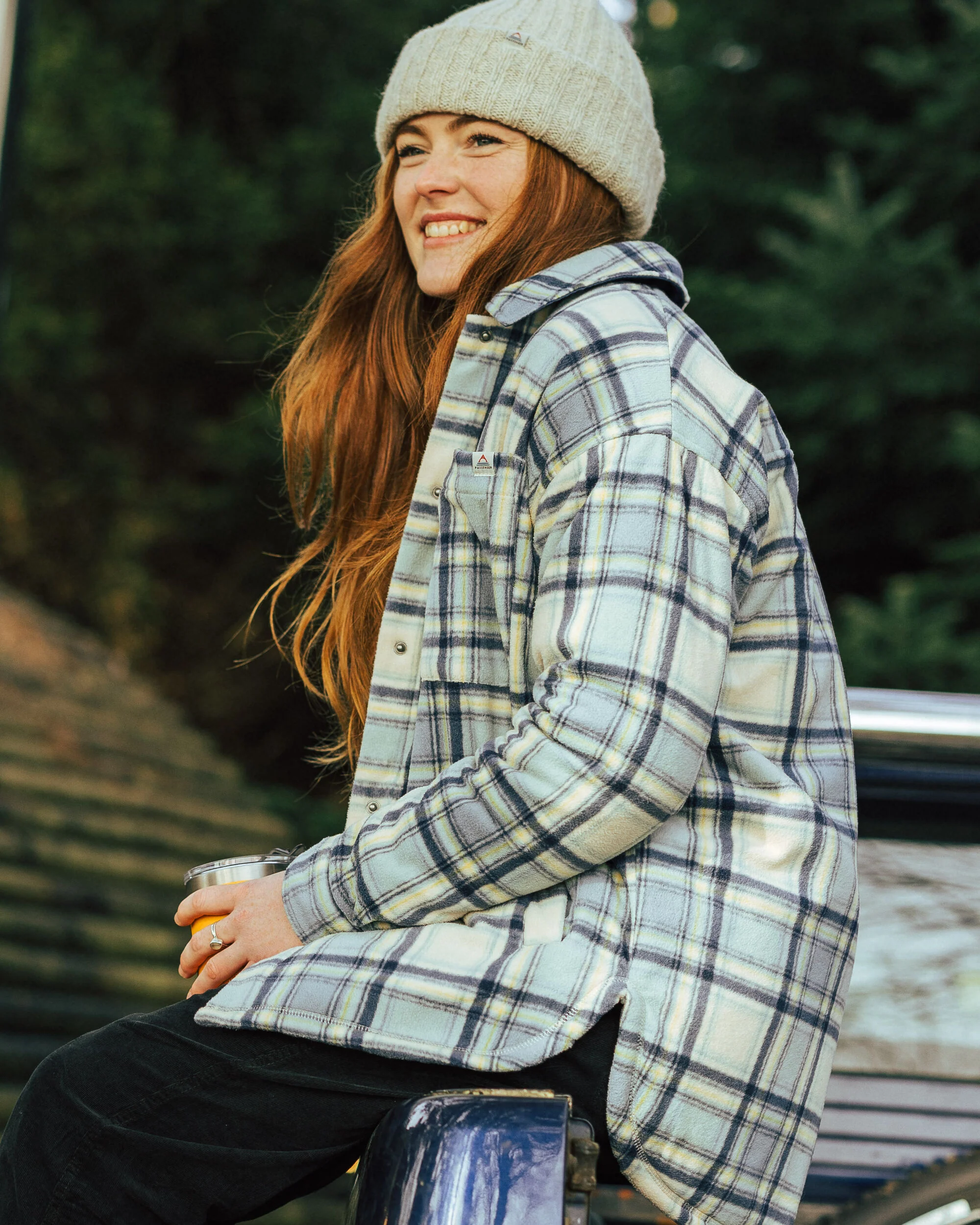 Orion Sherpa-Lined Polar Fleece Shirt - Oatmeal/Arctic Check - Image 3