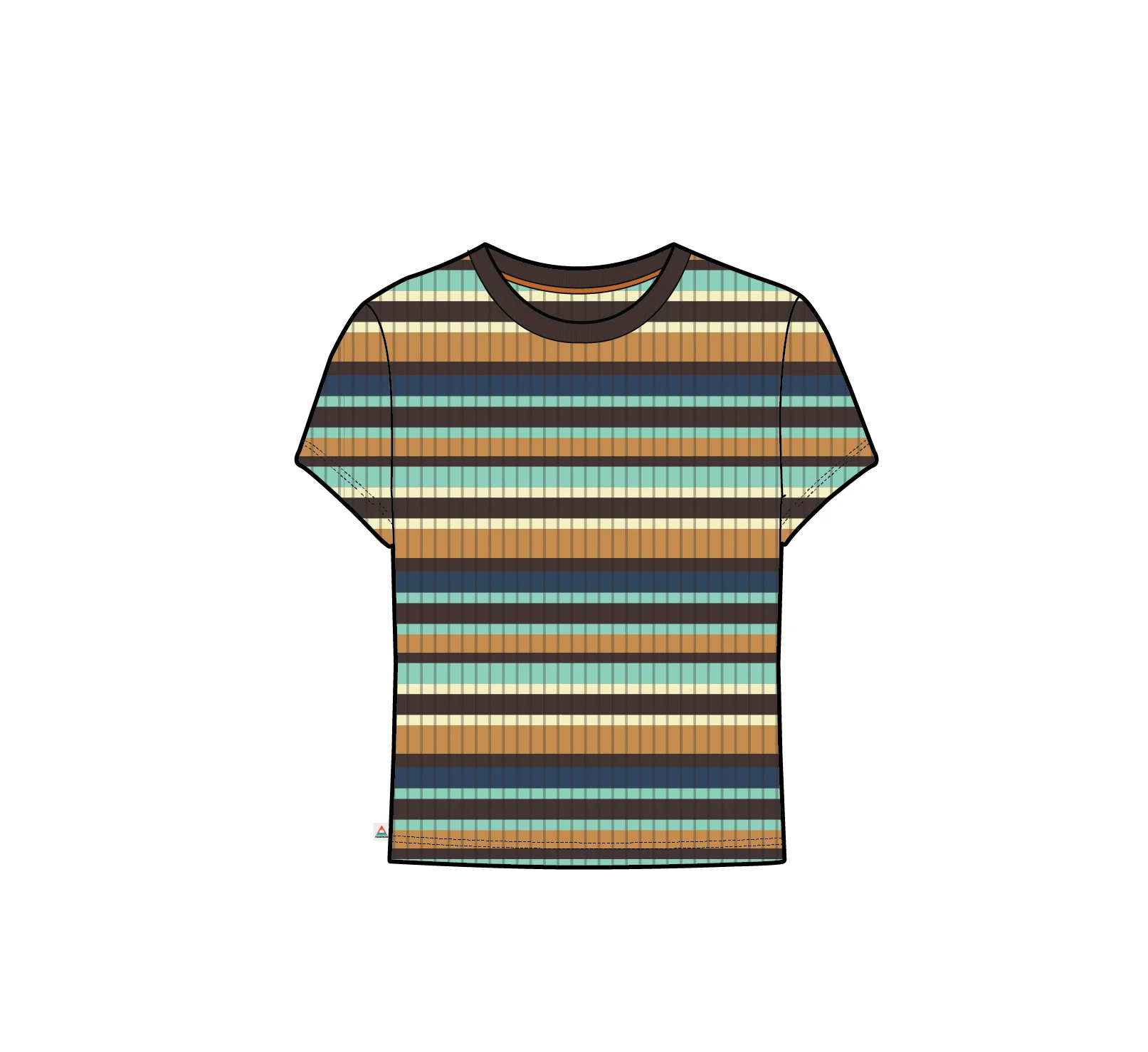 Out There Ribbed Cropped T-Shirt - Espresso Multi Stripe - Image 10