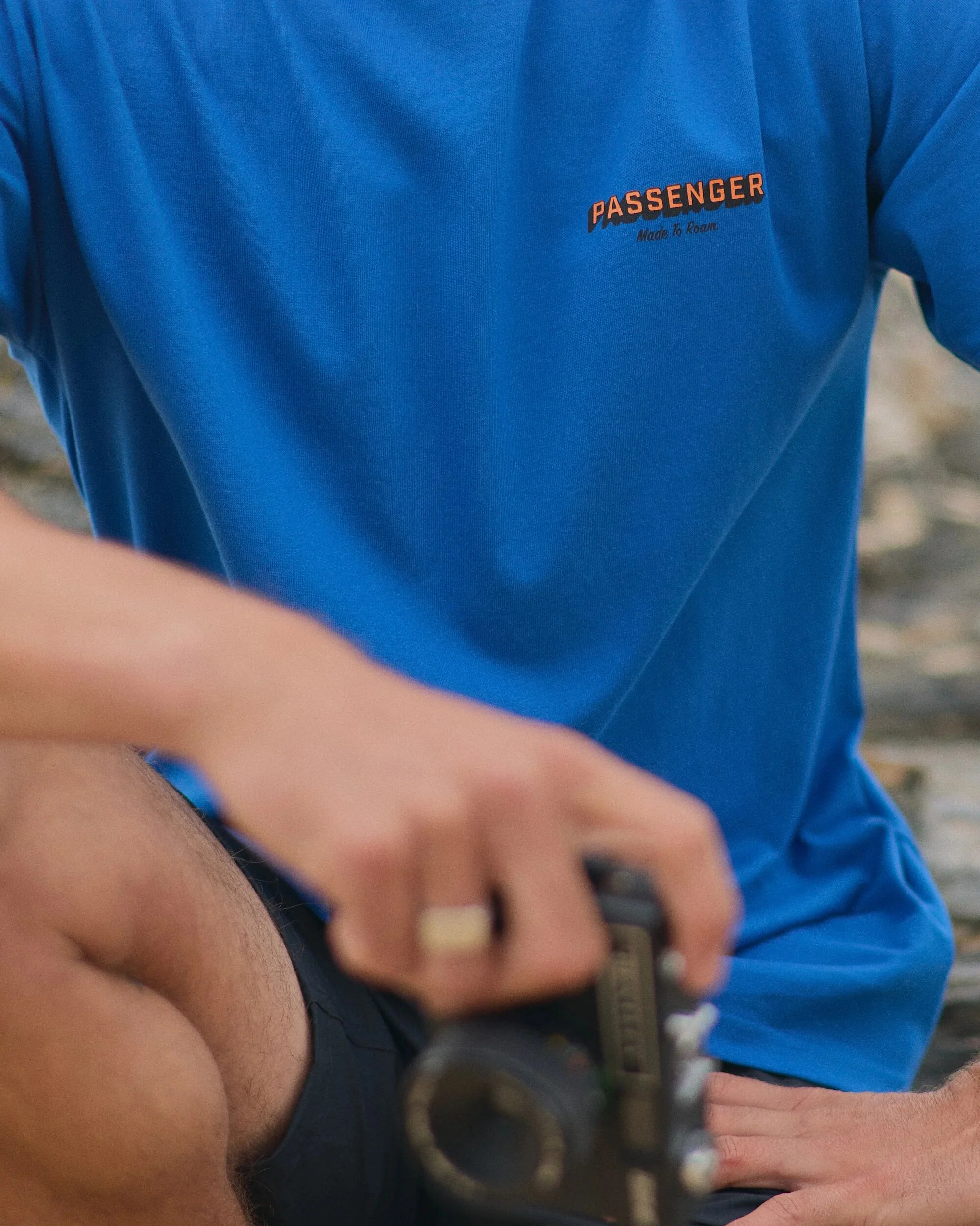 Outdoor Gear Organic Cotton T-Shirt - Azure Blue - Image 4