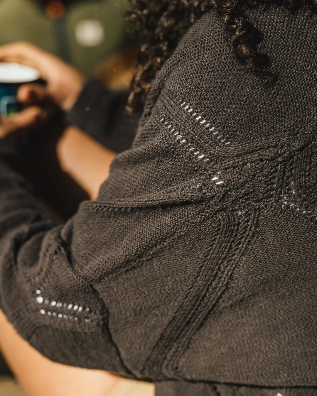 Palm Organic Cotton Cardigan - Black - Image 4