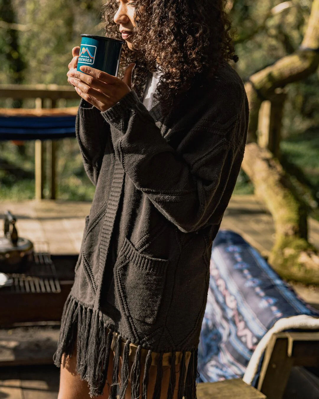 Palm Organic Cotton Cardigan - Black - Image 5