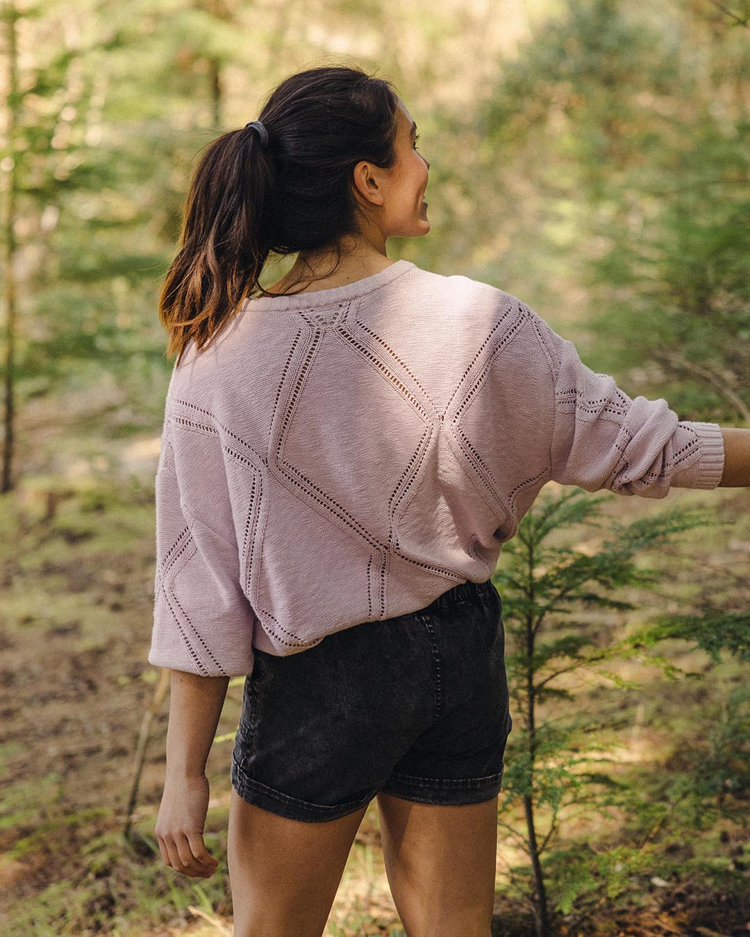 Palm Organic Oversized Knitted Jumper - Orchid Hush - Image 3