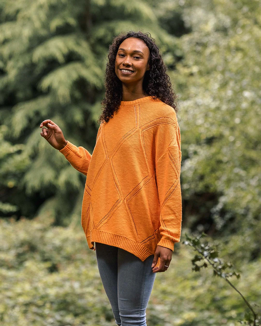 Palm Organic Oversized Knitted Jumper - Apricot - Image 3