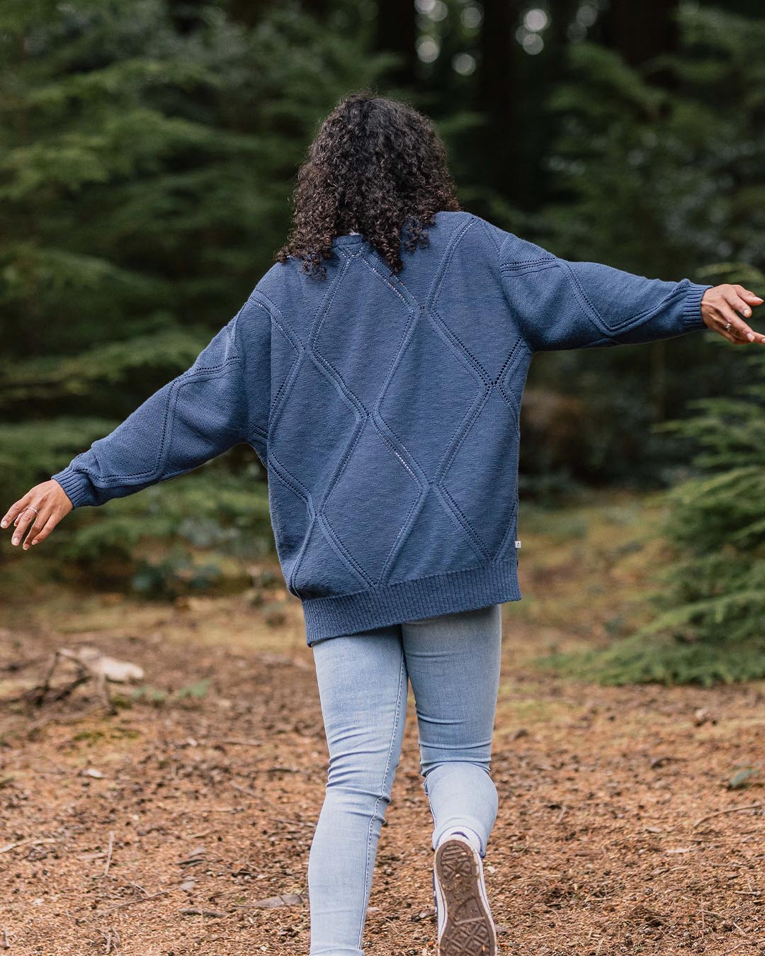 Palm Organic Oversized Knitted Jumper - Dark Denim - Image 3