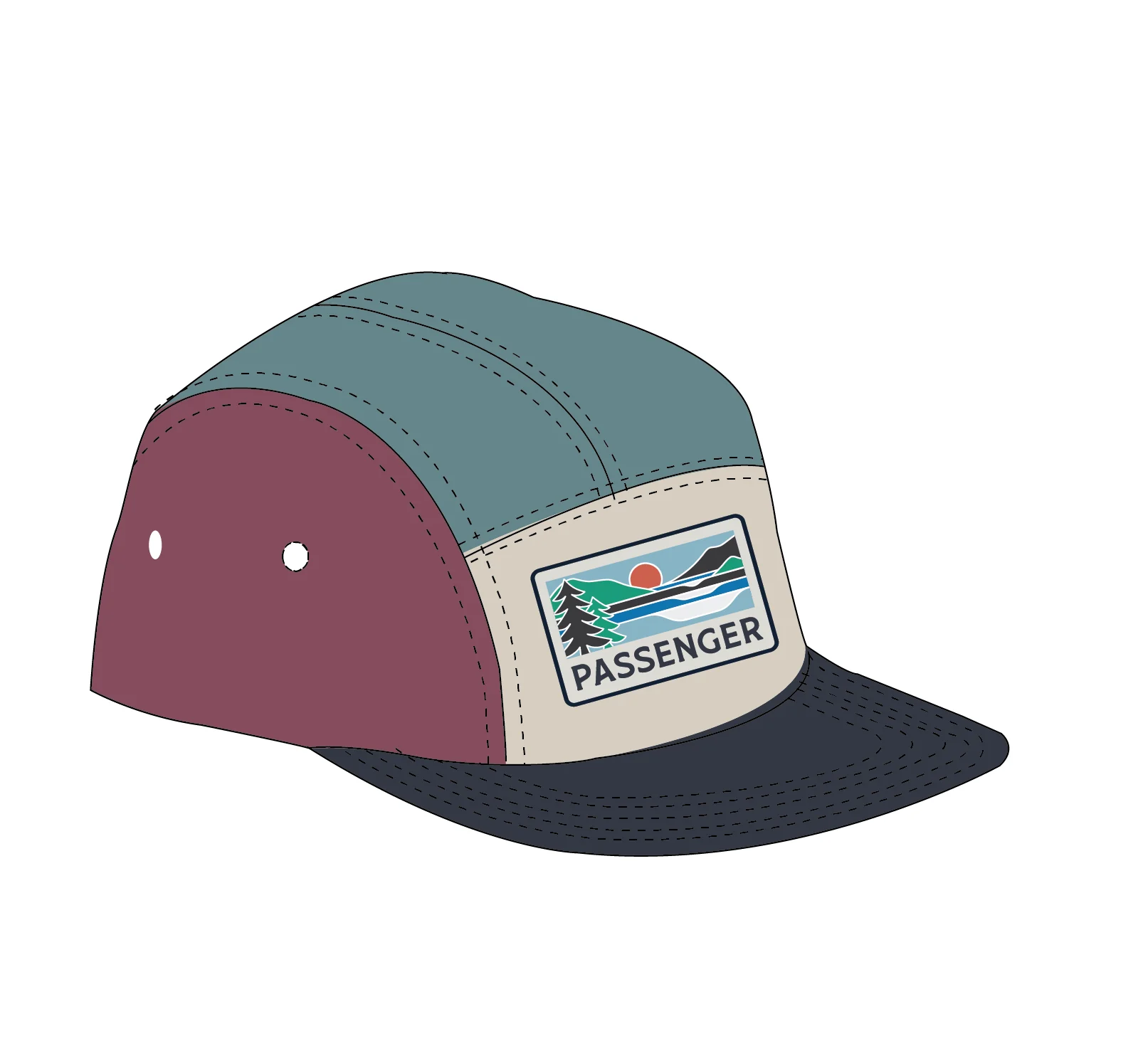 Pine Polar Fleece 5 Panel Cap - Maroon - Image 5
