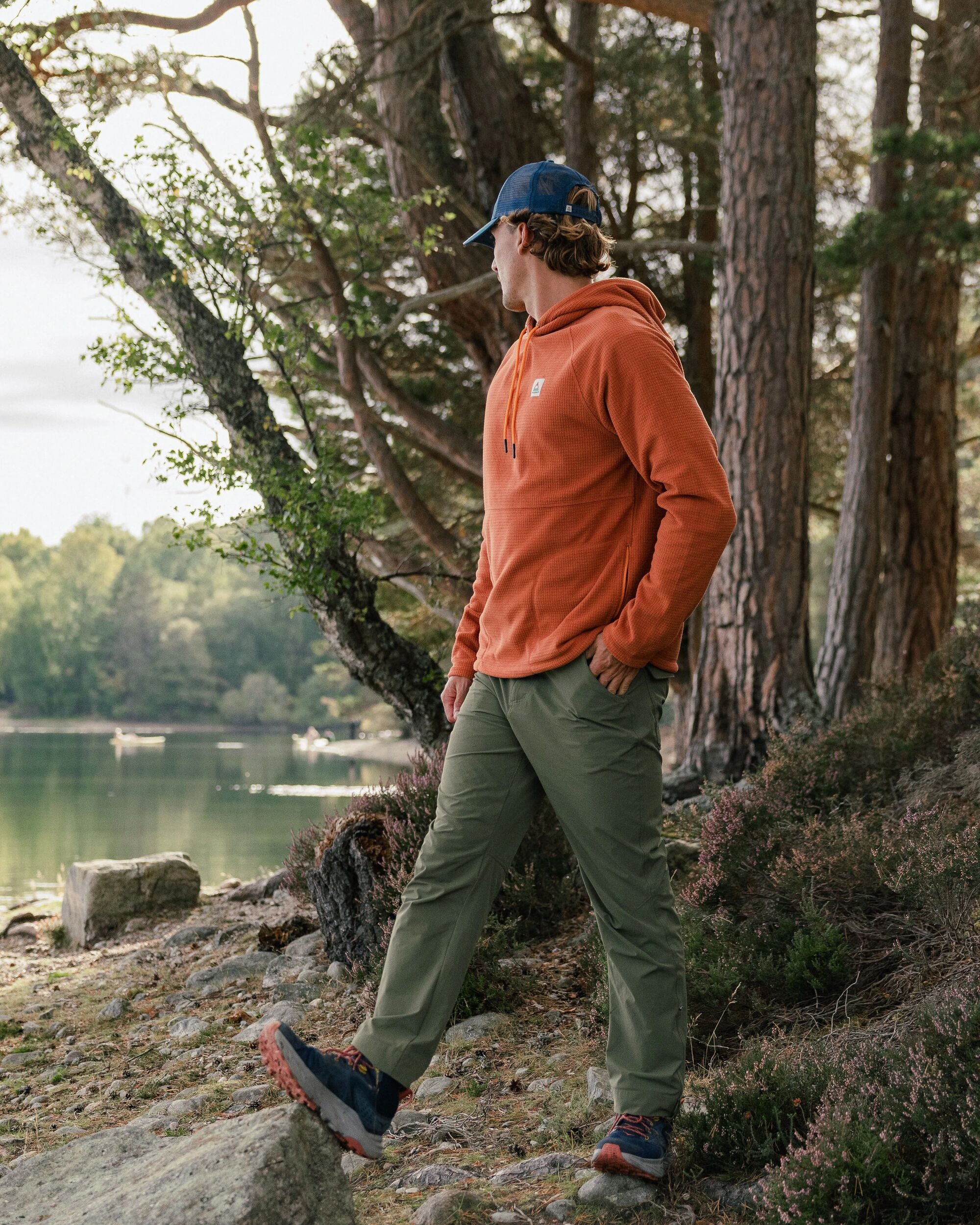 Point Grid Polar Fleece Hoodie - Baked Clay - Image 4