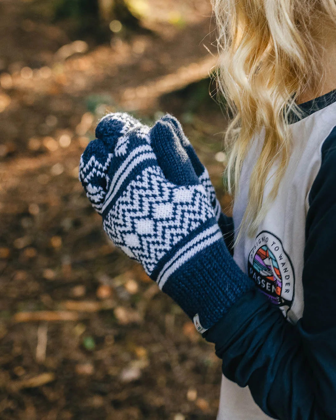 Powder Fleece Lined Acrylic Mittens - Rich Navy - Image 5