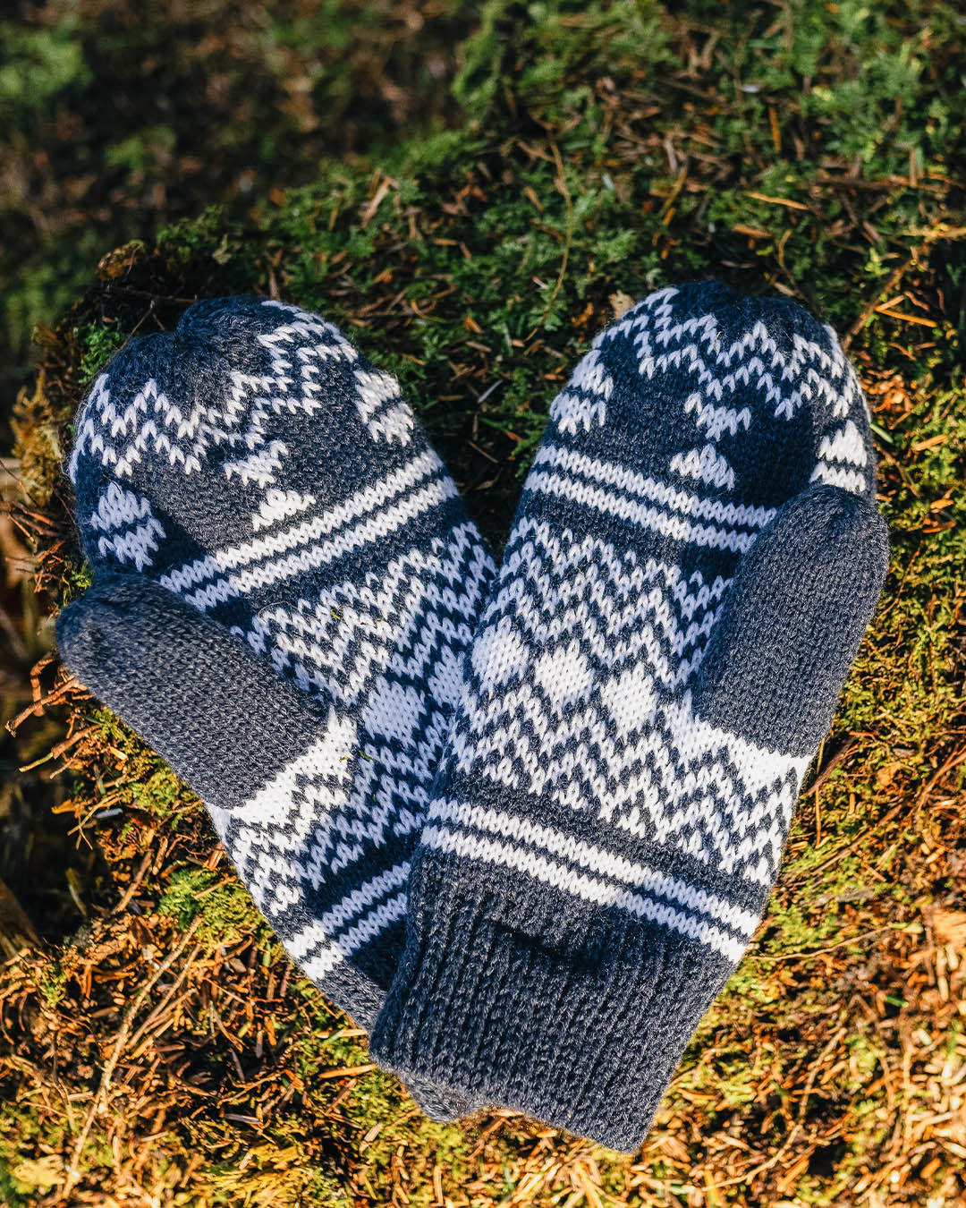 Powder Fleece Lined Acrylic Mittens - Rich Navy - Image 8