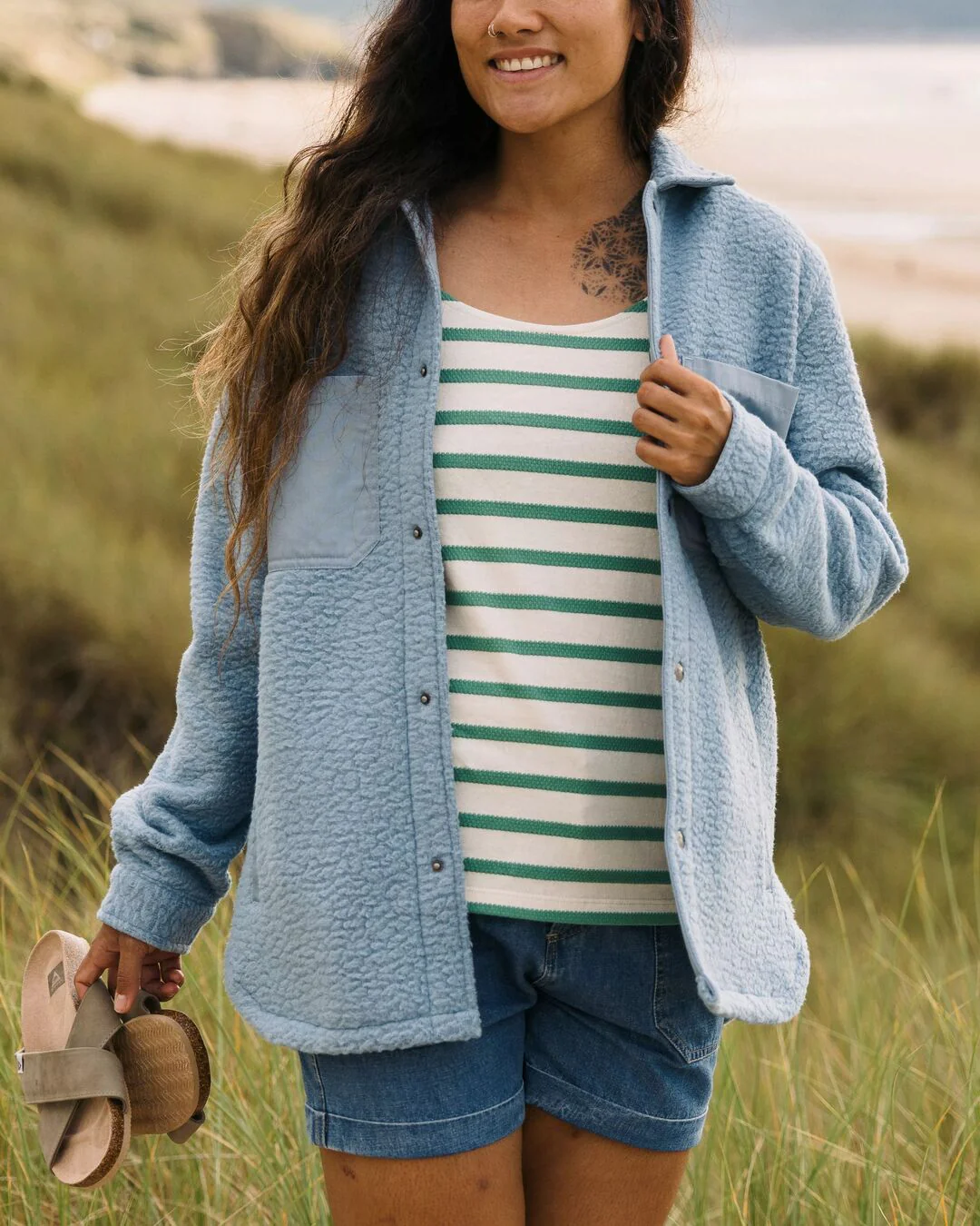Rappel Sherpa Oversized Shirt - Faded Denim - Image 2