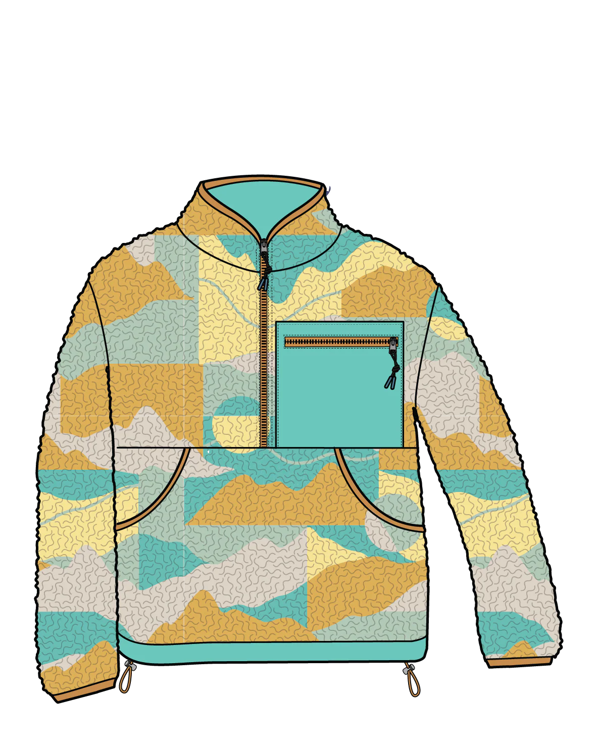 Ravi Sherpa Fleece - Vista Patchwork Yellow - Image 10