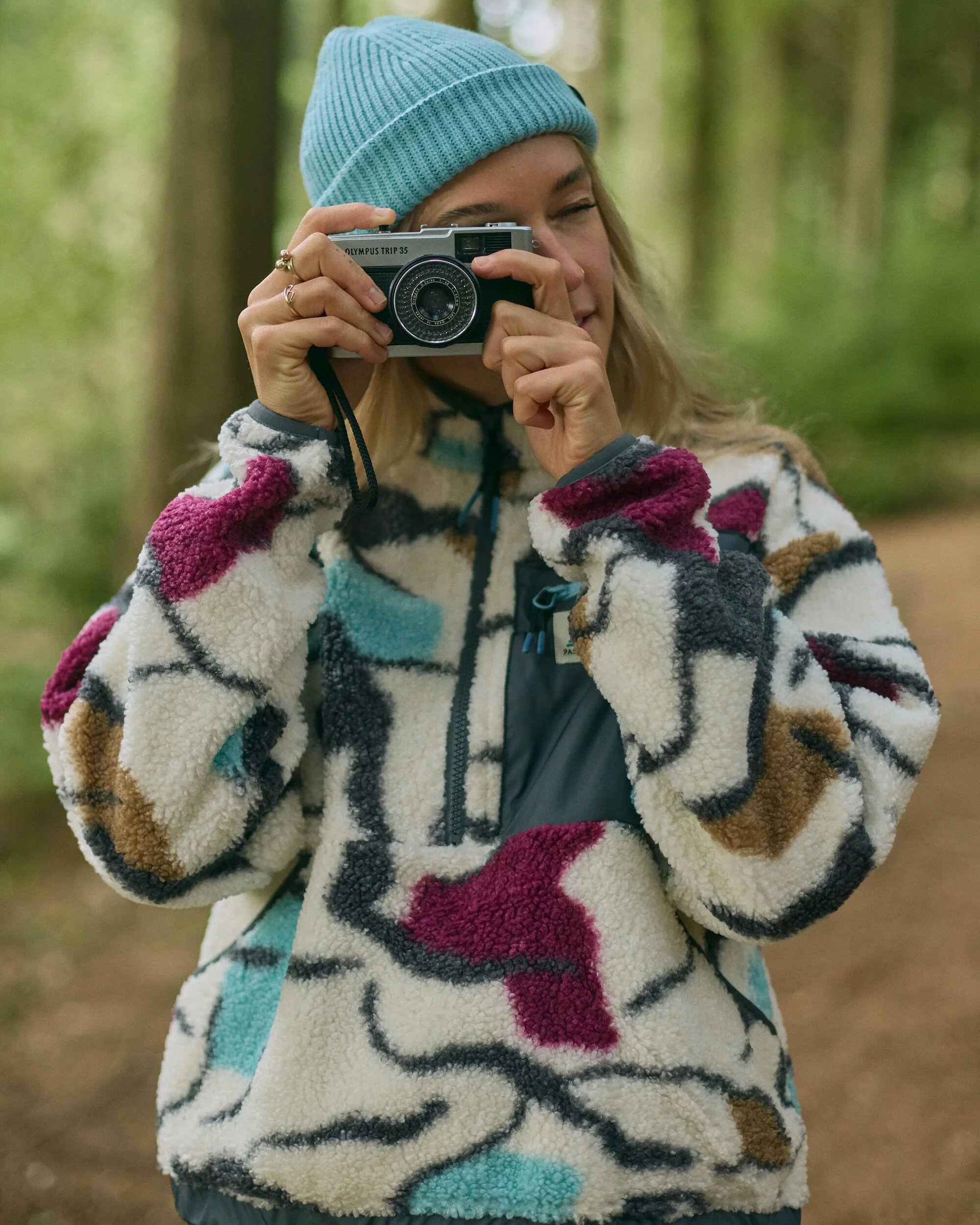 Ravi Sherpa Fleece - Abstract Trails Off White - Image 3