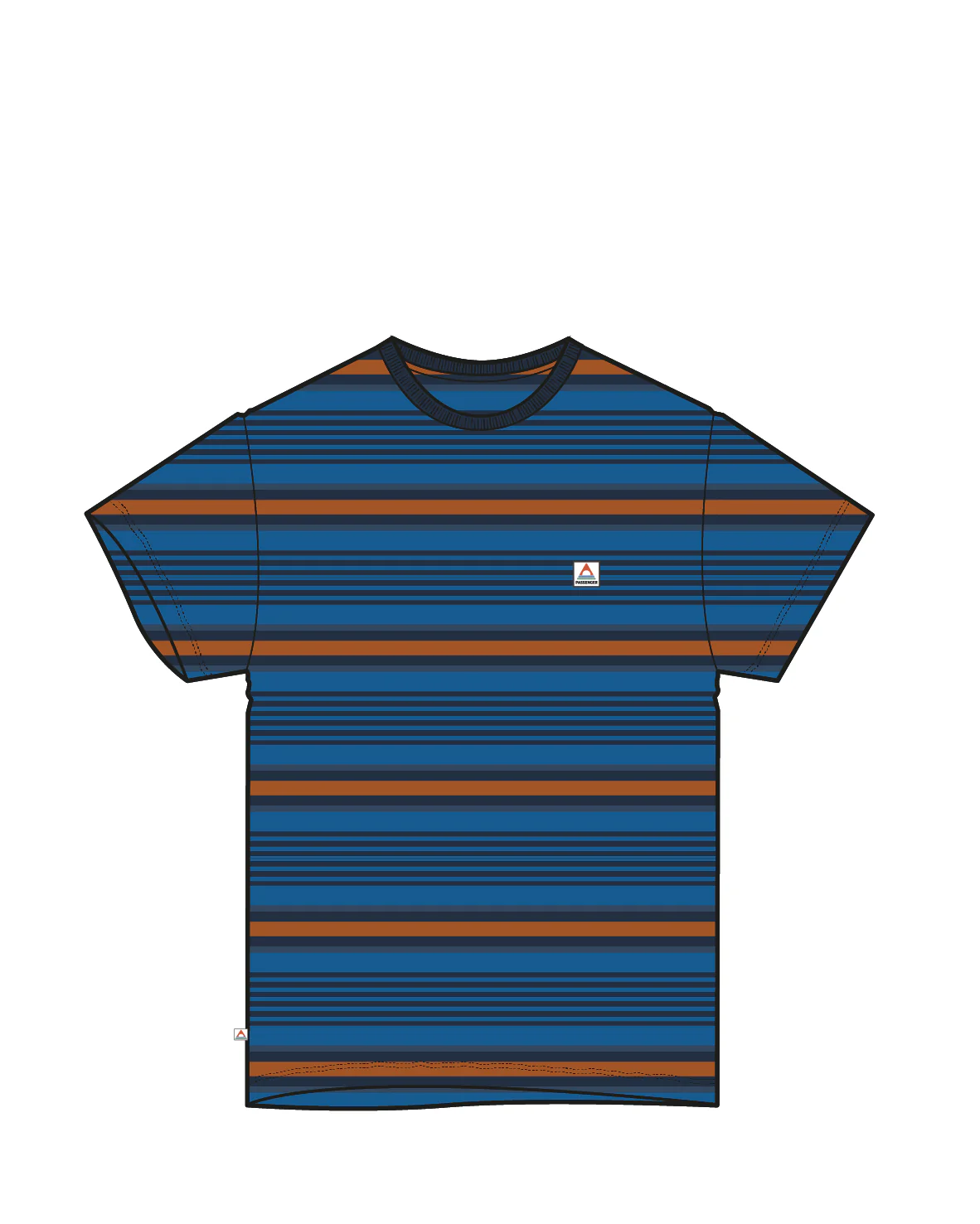 Retro Relaxed Fit T-Shirt - Azure Blue Multi Stripe - Image 6