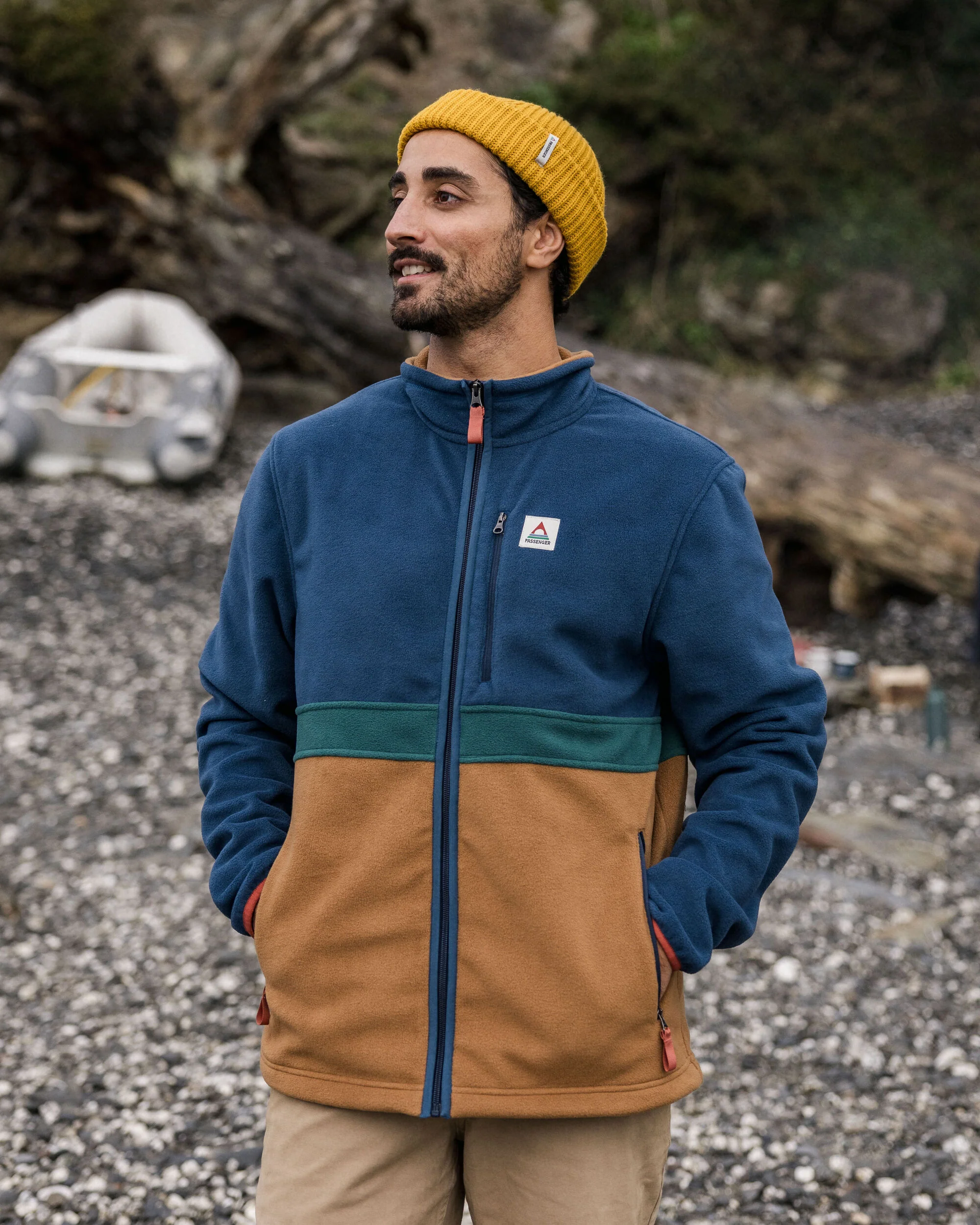 Ridge Full Zip Polar Fleece - Dark Denim/Toffee - Image 4