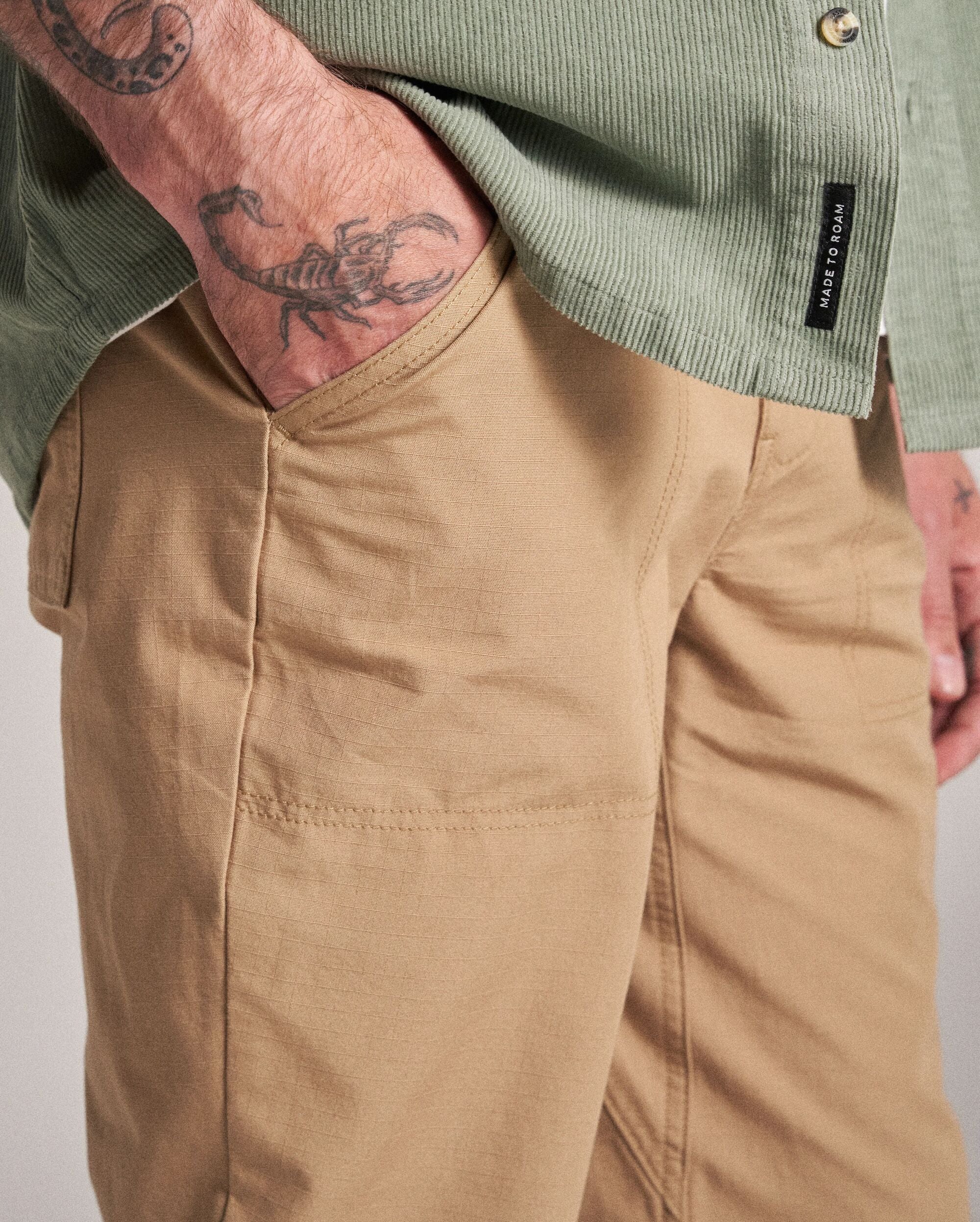 Rif-Raf Organic Cotton Ripstop Trouser - Biscuit - Image 9