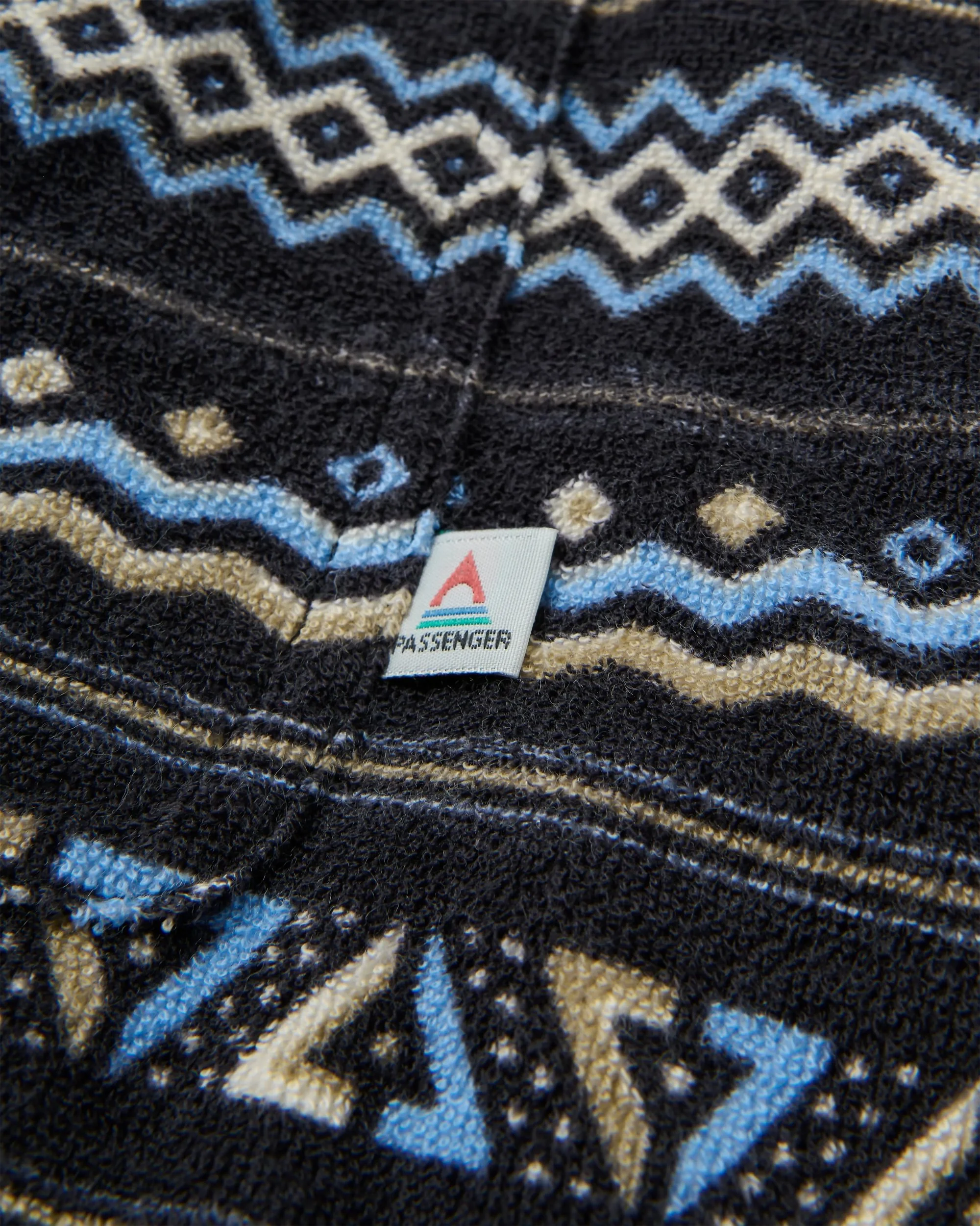 Rising Towelling Polo Shirt - Geo Stripe Faded Black - Image 2
