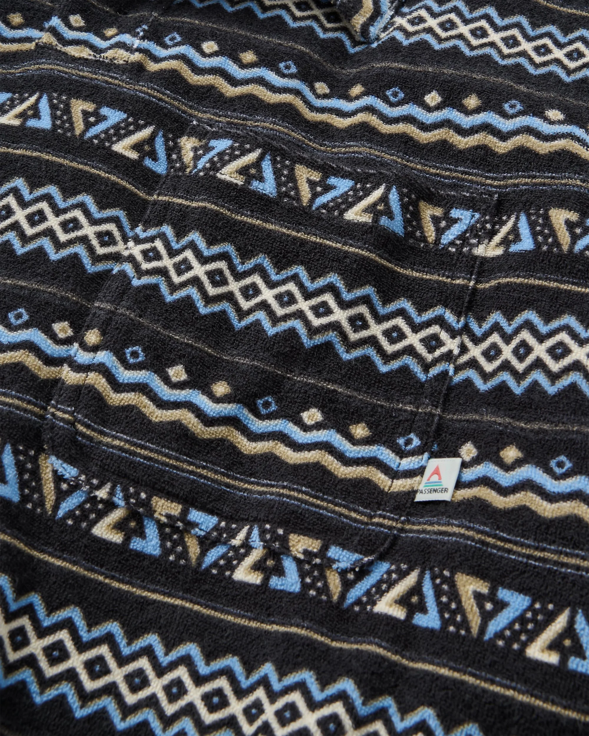 Rising Towelling Polo Shirt - Geo Stripe Faded Black - Image 3