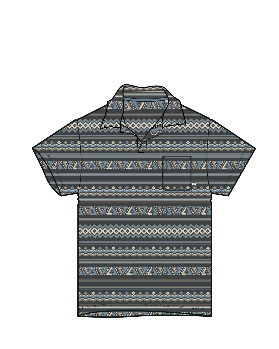 Rising Towelling Polo Shirt - Geo Stripe Faded Black - Image 6