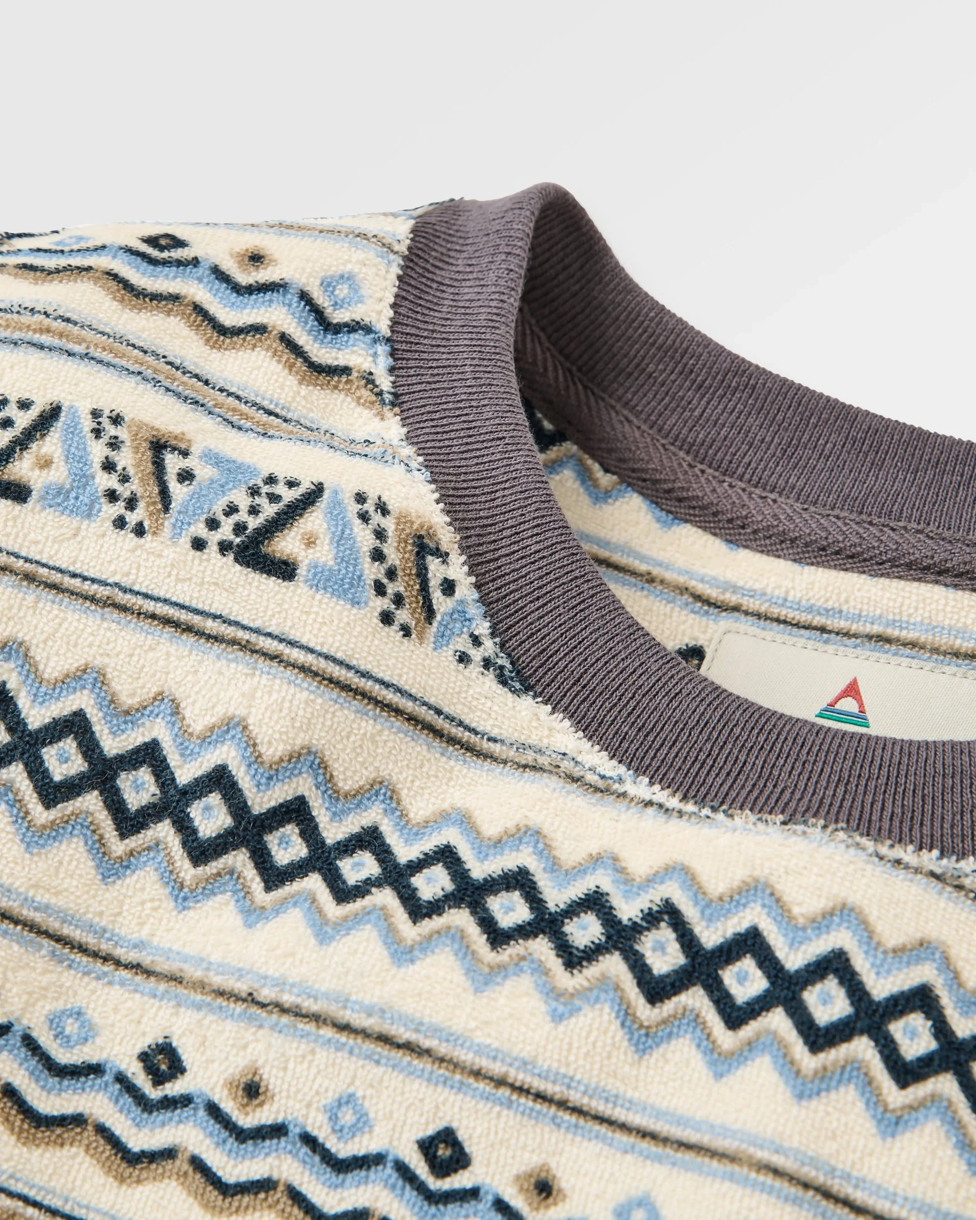 Rising Towelling T-Shirt - Geo Stripe Birch - Image 3