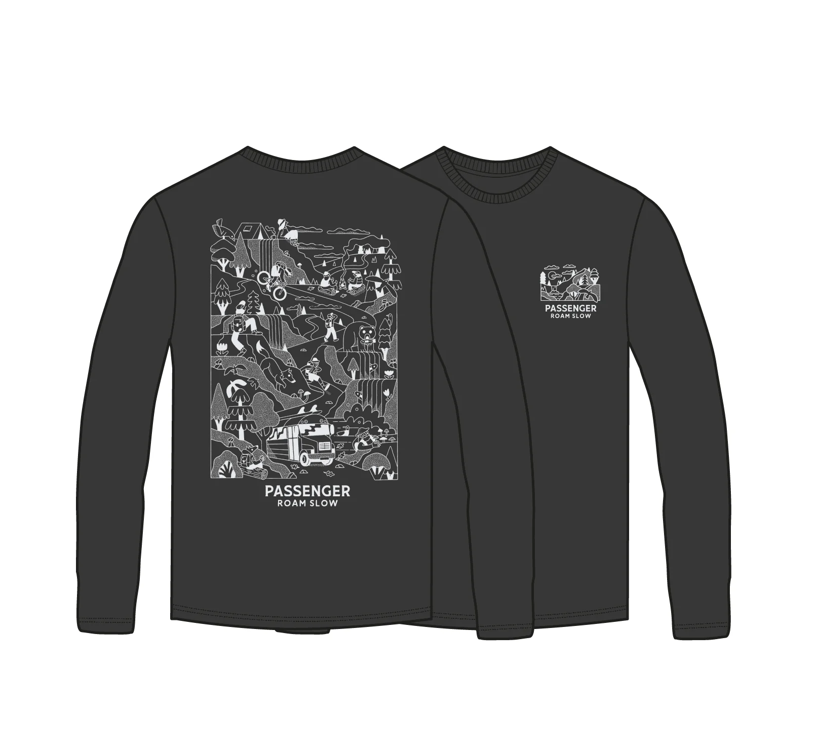 Roam Slow Men's LS T-Shirt - Black - Image 7