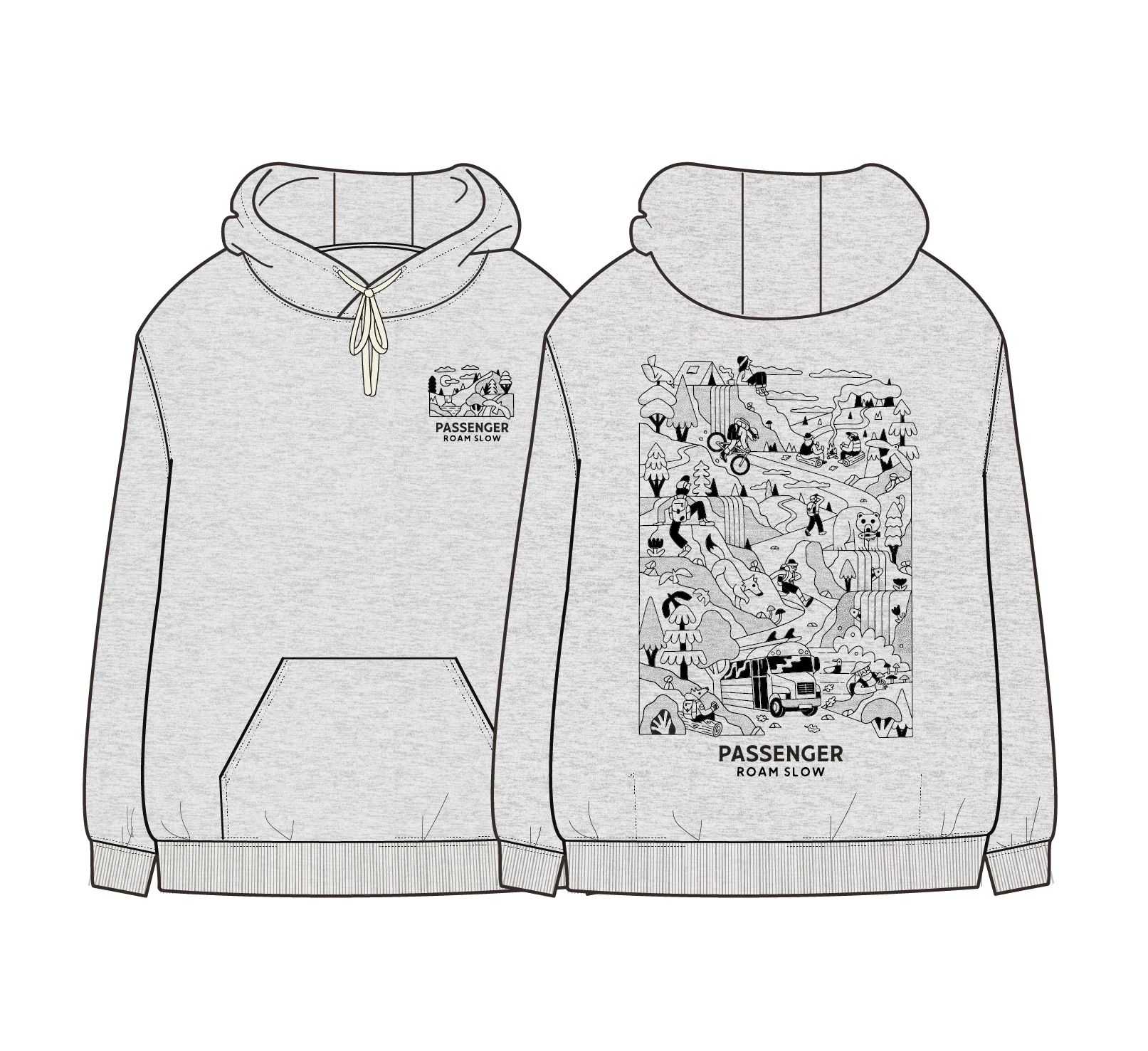 Roam Slow Women's Organic Cotton Hoodie - Light Grey Marl - Image 10