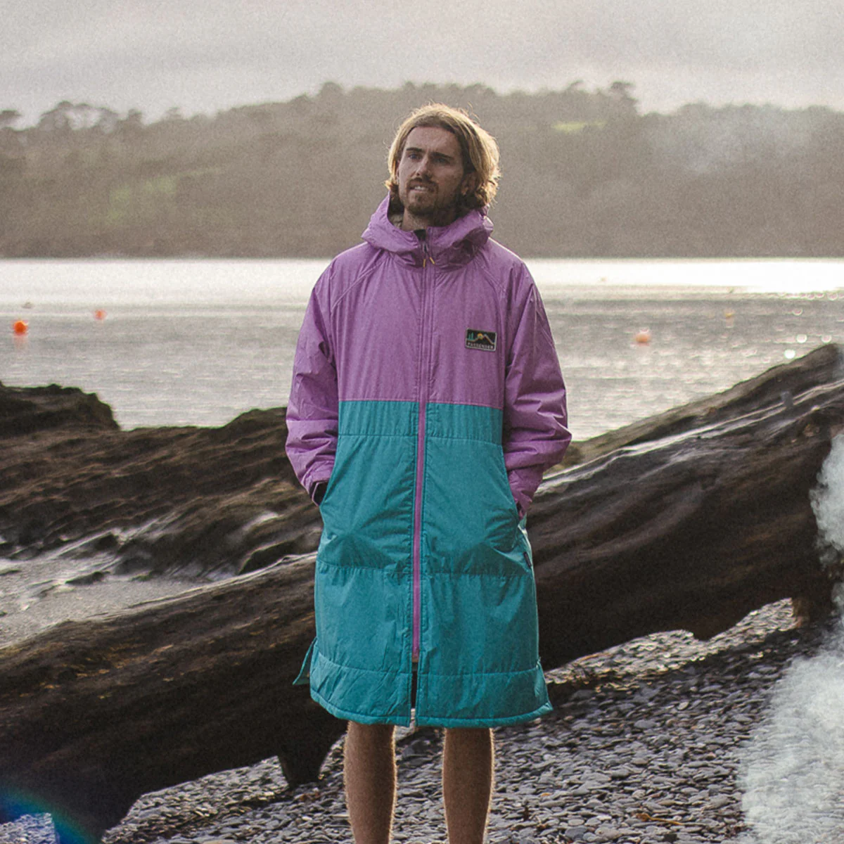 Roaming Sherpa Lined Changing Robe - Viridian Green/Orchid - Image 3