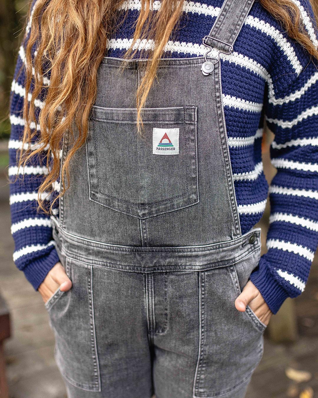 Roamist Organic Cotton Dungarees - Washed Black Denim - Image 7